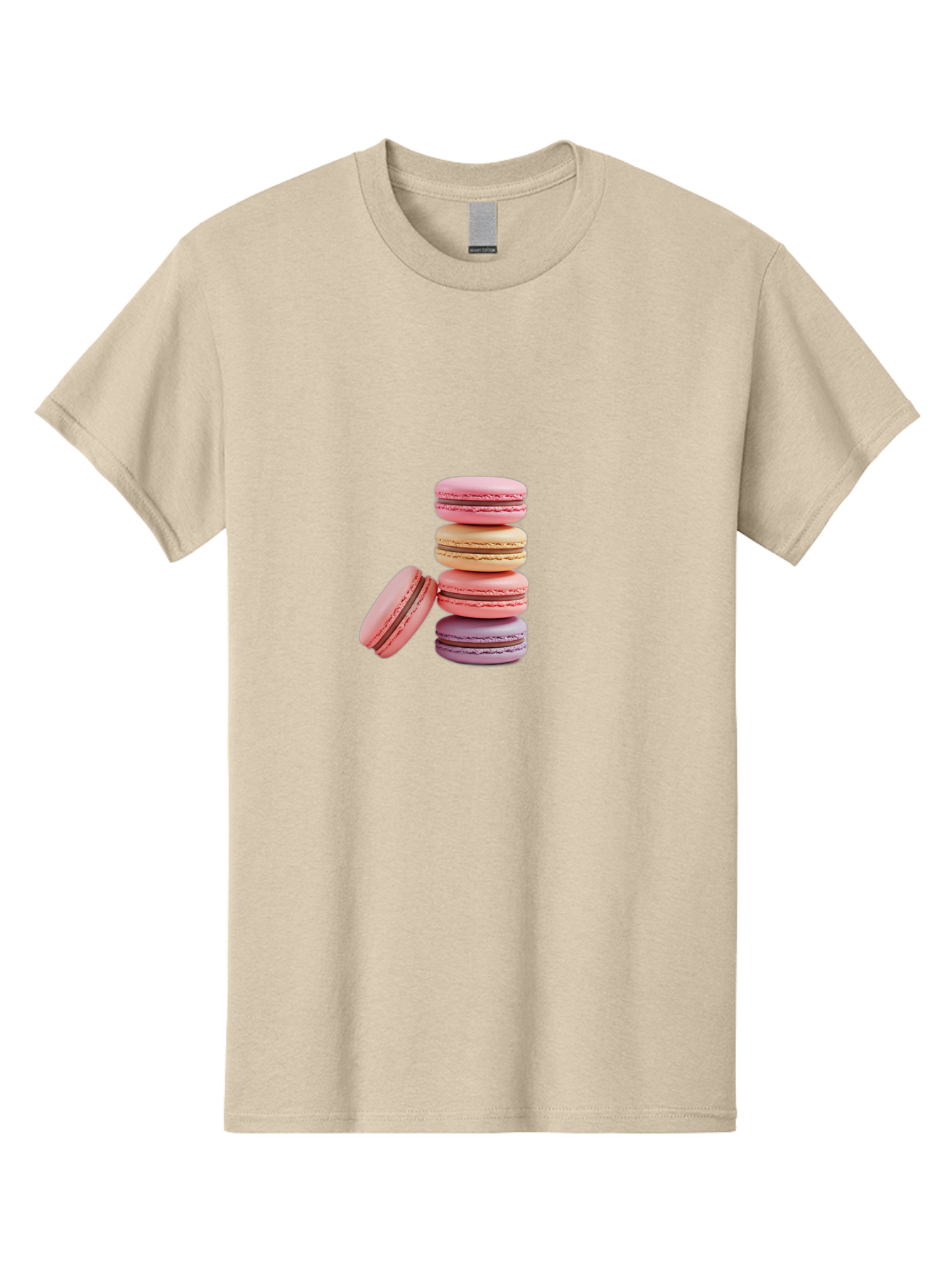 Stacked-Macarons-2 Men'S Graphic Tee, 100% Cotton, Comfortable Casual Summer Wear, Machine Washable, Assorted Macarons, Pastel Colors, French Desserts, Sweets, Desserts, Macaron Stack, Confectionery, Delicate Cookies, Sweet Treats, Bab452