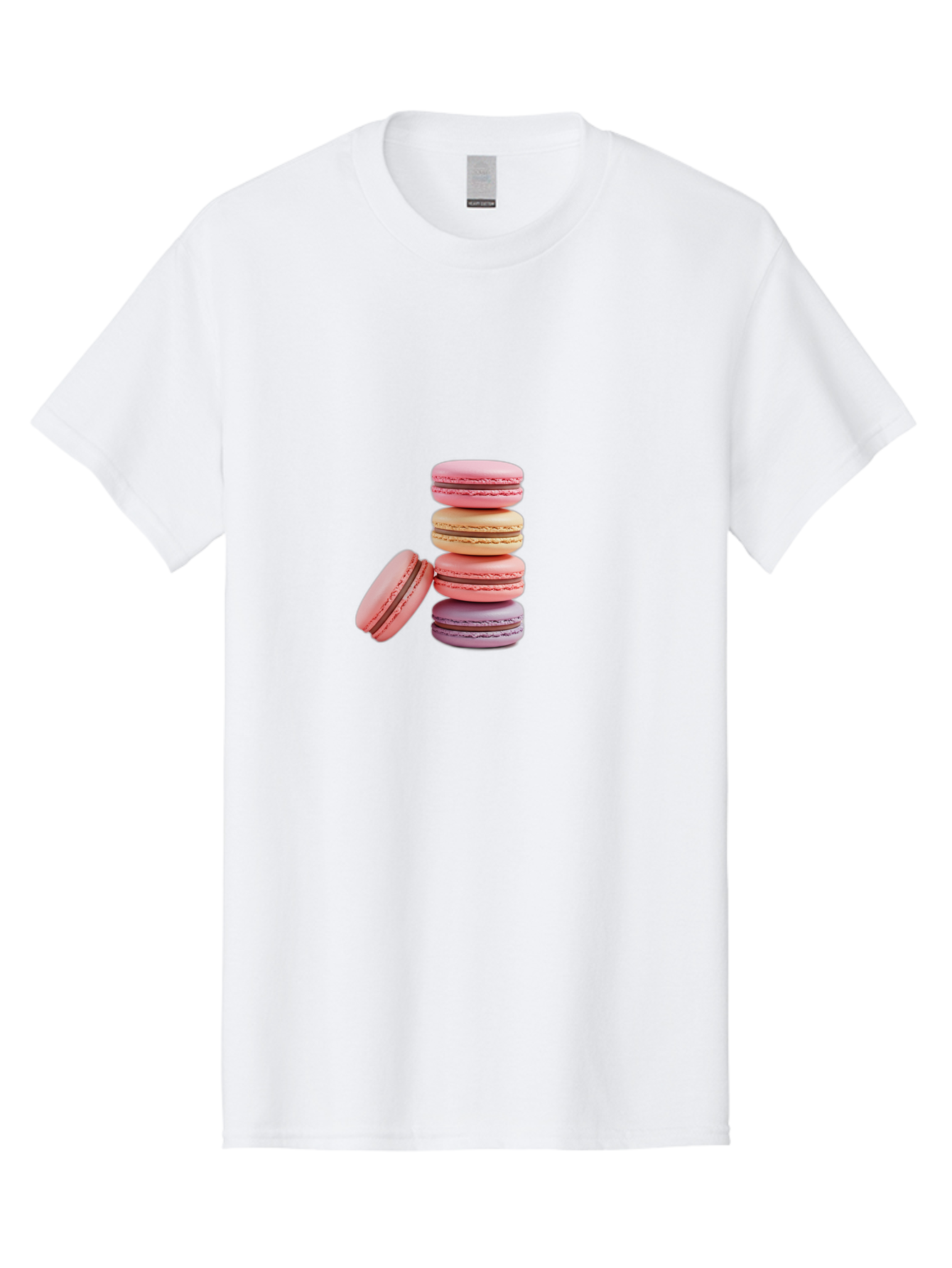 Stacked-Macarons-2 Men'S Graphic Tee, 100% Cotton, Comfortable Casual Summer Wear, Machine Washable, Assorted Macarons, Pastel Colors, French Desserts, Sweets, Desserts, Macaron Stack, Confectionery, Delicate Cookies, Sweet Treats, Bab452