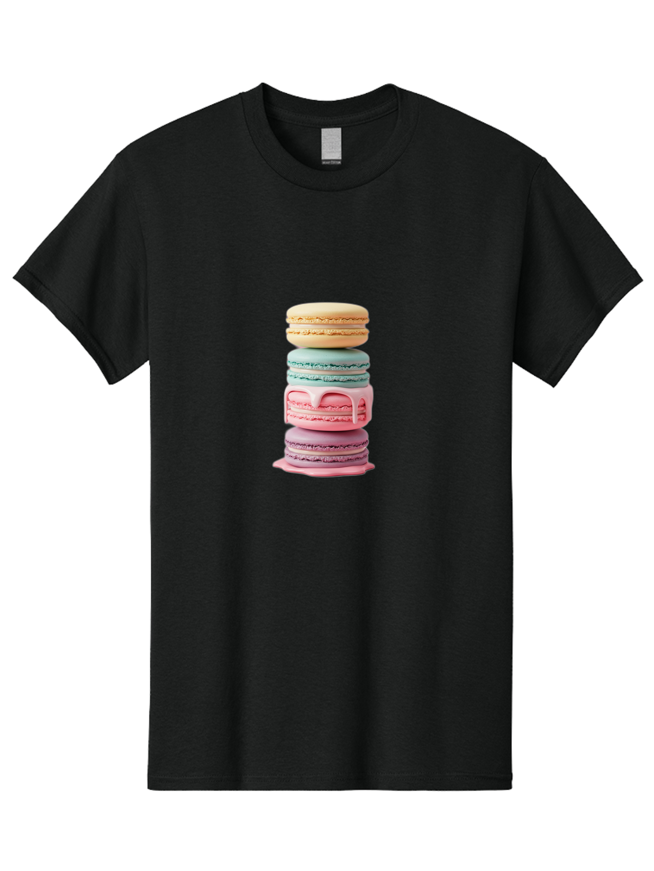 Stacked-Macarons-3 Men'S Graphic Tee, 100% Cotton, Comfortable Casual Summer Wear, Machine Washable, Stack Of Macarons, Pastel Colors, Sweet Treats, Dessert Lovers, French Patisserie, Creamy Filling, Delicate Meringue, Layered Macarons, Bab453