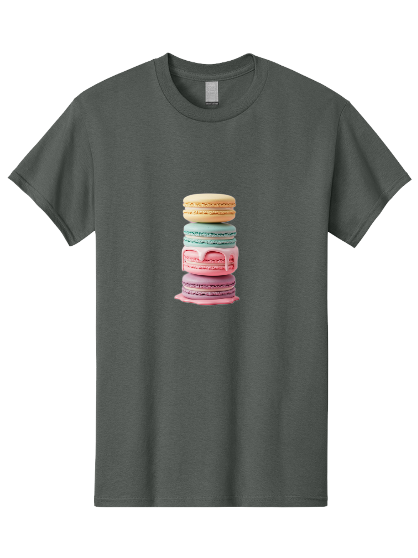 Stacked-Macarons-3 Men'S Graphic Tee, 100% Cotton, Comfortable Casual Summer Wear, Machine Washable, Stack Of Macarons, Pastel Colors, Sweet Treats, Dessert Lovers, French Patisserie, Creamy Filling, Delicate Meringue, Layered Macarons, Bab453