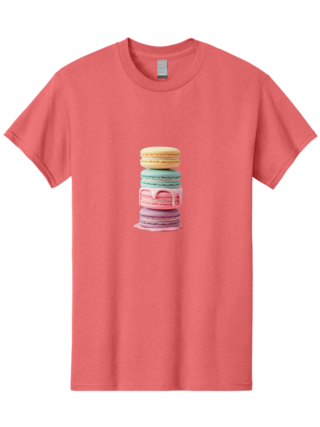 Stacked-Macarons-3 Men'S Graphic Tee, 100% Cotton, Comfortable Casual Summer Wear, Machine Washable, Stack Of Macarons, Pastel Colors, Sweet Treats, Dessert Lovers, French Patisserie, Creamy Filling, Delicate Meringue, Layered Macarons, Bab453