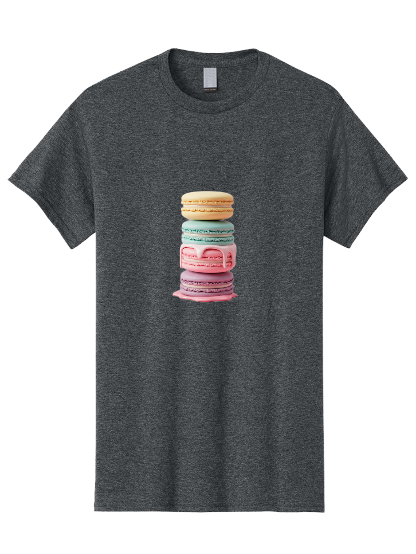 Stacked-Macarons-3 Men'S Graphic Tee, 100% Cotton, Comfortable Casual Summer Wear, Machine Washable, Stack Of Macarons, Pastel Colors, Sweet Treats, Dessert Lovers, French Patisserie, Creamy Filling, Delicate Meringue, Layered Macarons, Bab453