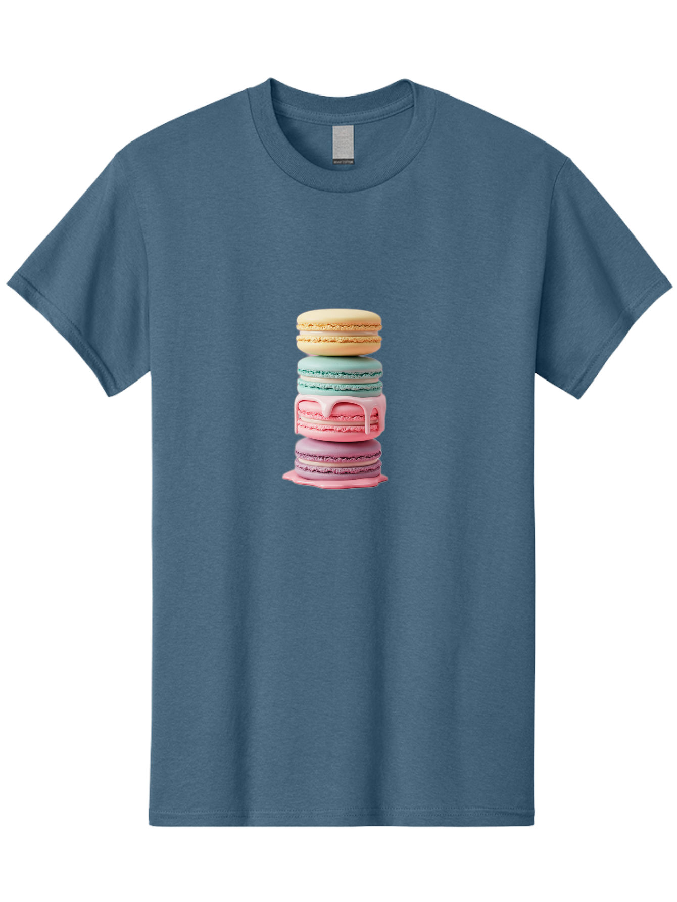 Stacked-Macarons-3 Men'S Graphic Tee, 100% Cotton, Comfortable Casual Summer Wear, Machine Washable, Stack Of Macarons, Pastel Colors, Sweet Treats, Dessert Lovers, French Patisserie, Creamy Filling, Delicate Meringue, Layered Macarons, Bab453