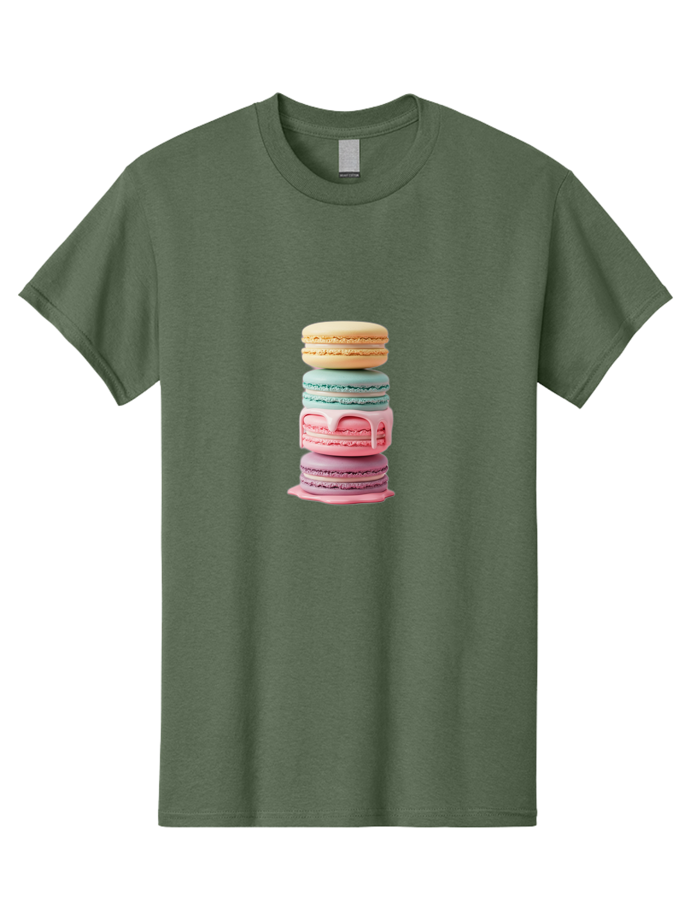 Stacked-Macarons-3 Men'S Graphic Tee, 100% Cotton, Comfortable Casual Summer Wear, Machine Washable, Stack Of Macarons, Pastel Colors, Sweet Treats, Dessert Lovers, French Patisserie, Creamy Filling, Delicate Meringue, Layered Macarons, Bab453