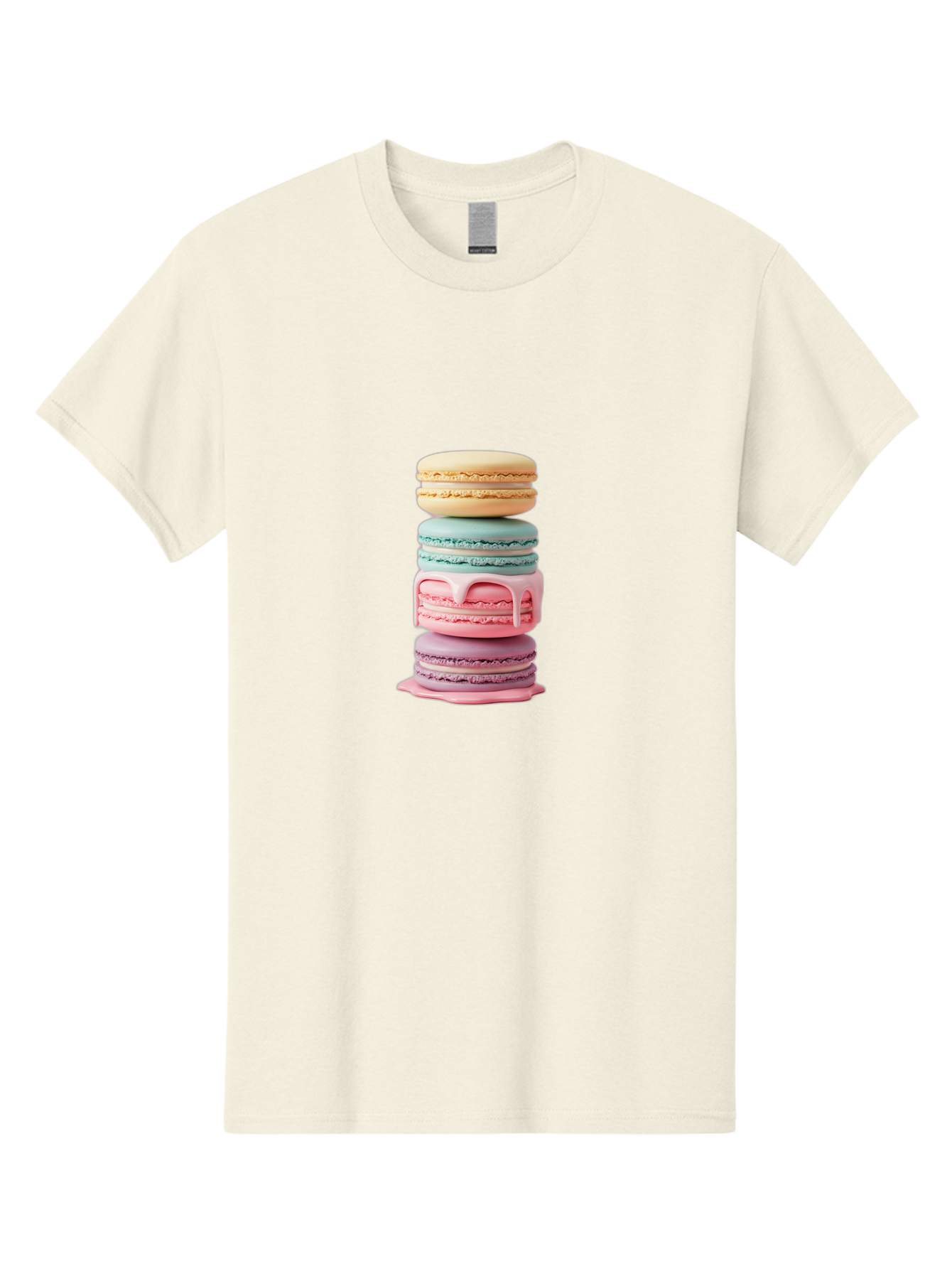 Stacked-Macarons-3 Men'S Graphic Tee, 100% Cotton, Comfortable Casual Summer Wear, Machine Washable, Stack Of Macarons, Pastel Colors, Sweet Treats, Dessert Lovers, French Patisserie, Creamy Filling, Delicate Meringue, Layered Macarons, Bab453