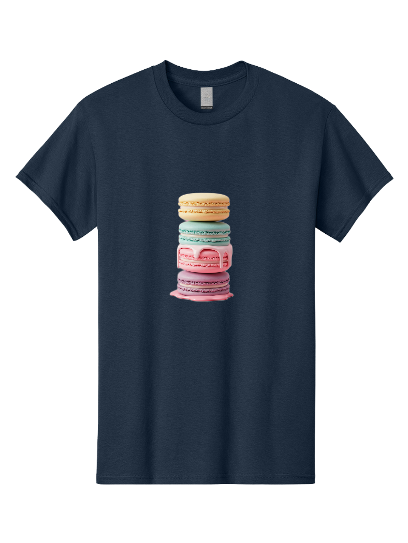 Stacked-Macarons-3 Men'S Graphic Tee, 100% Cotton, Comfortable Casual Summer Wear, Machine Washable, Stack Of Macarons, Pastel Colors, Sweet Treats, Dessert Lovers, French Patisserie, Creamy Filling, Delicate Meringue, Layered Macarons, Bab453