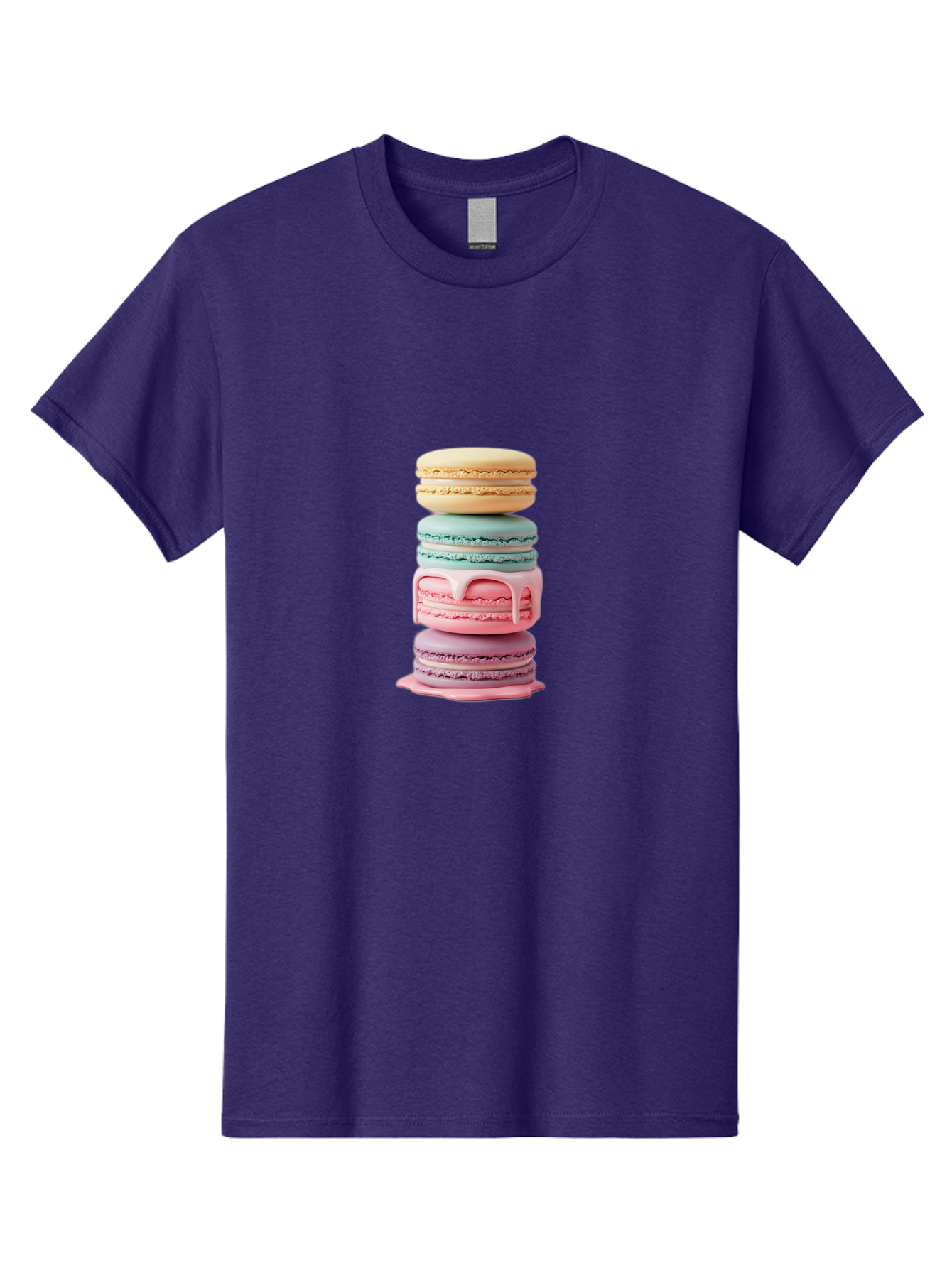 Stacked-Macarons-3 Men'S Graphic Tee, 100% Cotton, Comfortable Casual Summer Wear, Machine Washable, Stack Of Macarons, Pastel Colors, Sweet Treats, Dessert Lovers, French Patisserie, Creamy Filling, Delicate Meringue, Layered Macarons, Bab453