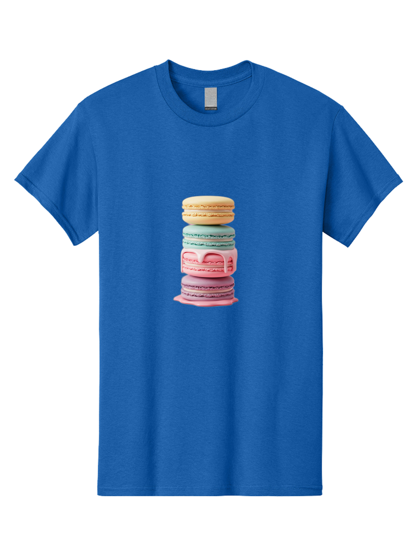 Stacked-Macarons-3 Men'S Graphic Tee, 100% Cotton, Comfortable Casual Summer Wear, Machine Washable, Stack Of Macarons, Pastel Colors, Sweet Treats, Dessert Lovers, French Patisserie, Creamy Filling, Delicate Meringue, Layered Macarons, Bab453