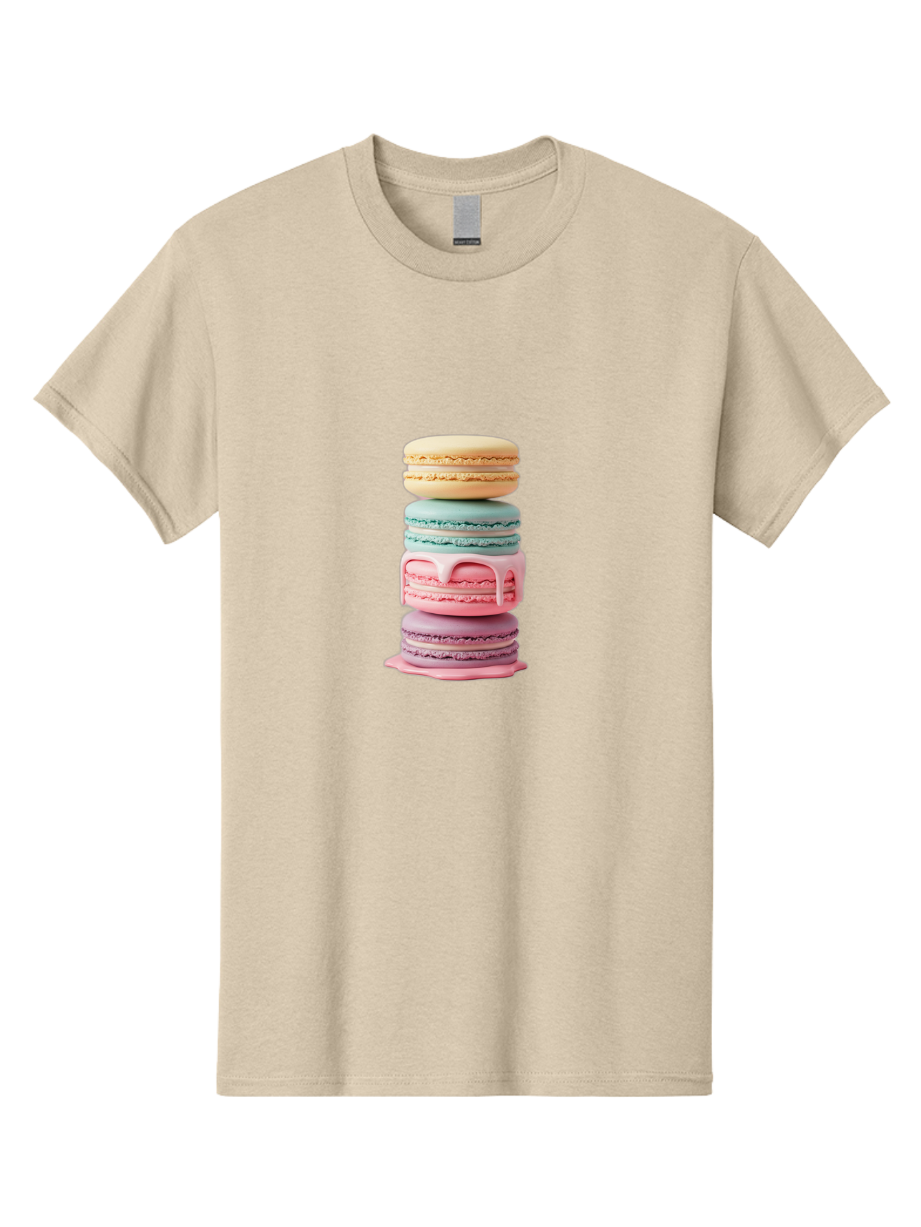 Stacked-Macarons-3 Men'S Graphic Tee, 100% Cotton, Comfortable Casual Summer Wear, Machine Washable, Stack Of Macarons, Pastel Colors, Sweet Treats, Dessert Lovers, French Patisserie, Creamy Filling, Delicate Meringue, Layered Macarons, Bab453
