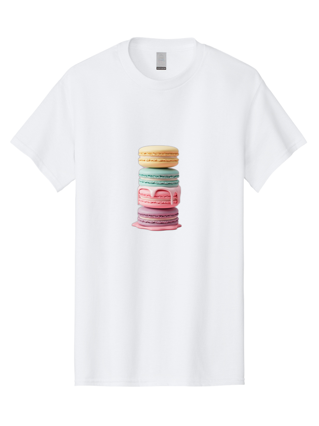 Stacked-Macarons-3 Men'S Graphic Tee, 100% Cotton, Comfortable Casual Summer Wear, Machine Washable, Stack Of Macarons, Pastel Colors, Sweet Treats, Dessert Lovers, French Patisserie, Creamy Filling, Delicate Meringue, Layered Macarons, Bab453