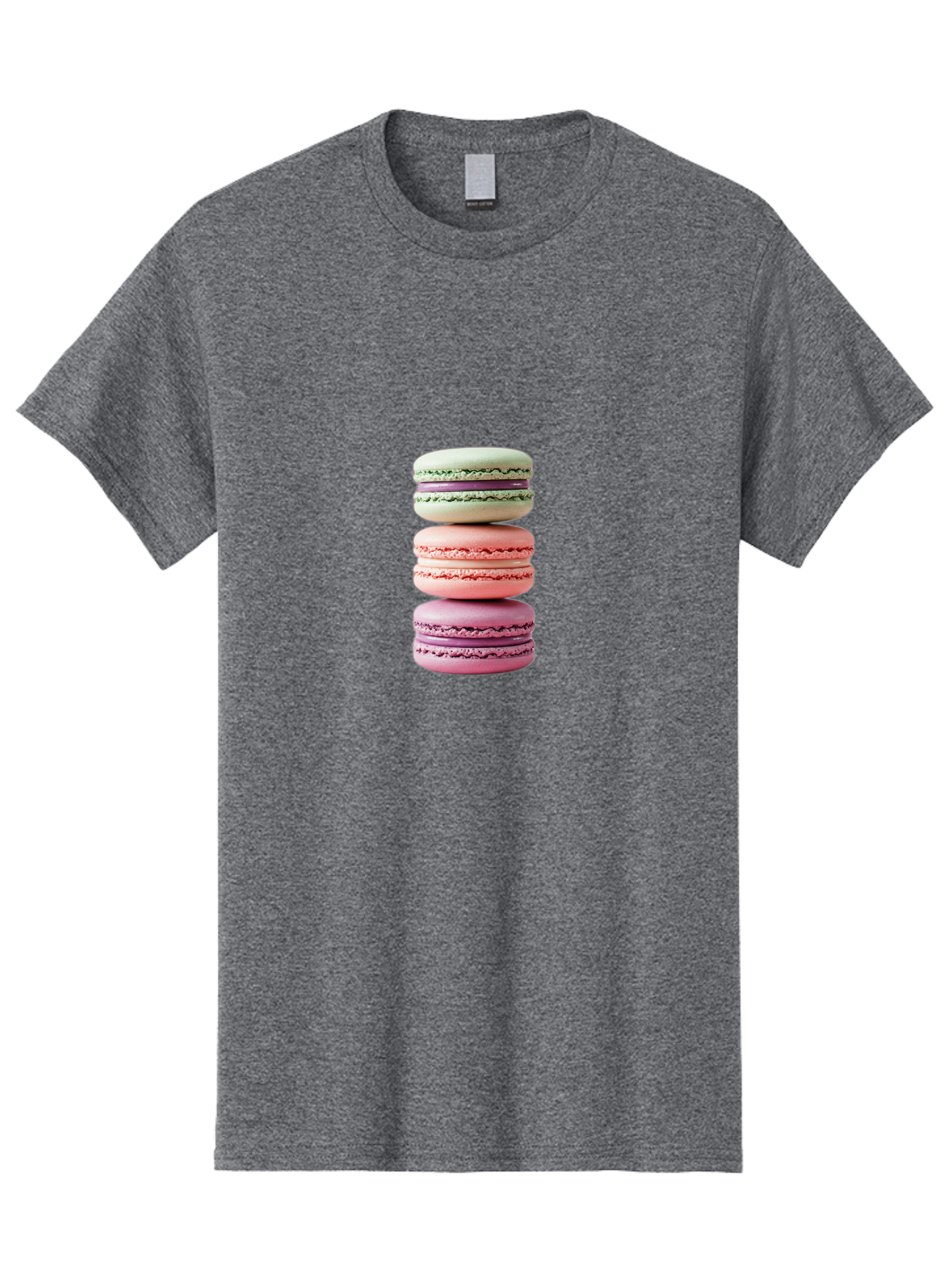 Stacked-Macarons-4 Men'S Graphic Tee, 100% Cotton, Comfortable Casual Summer Wear, Machine Washable, Pink And White Macarons, Stacked Macarons, Pastel Colors, French Desserts, Sweet Treats, Baked Goods, Delicate Texture, Creamy Filling Bab454