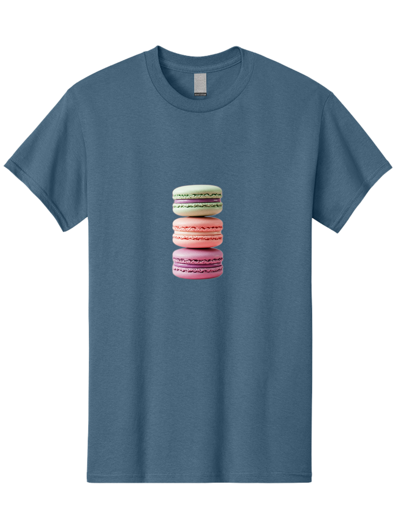 Stacked-Macarons-4 Men'S Graphic Tee, 100% Cotton, Comfortable Casual Summer Wear, Machine Washable, Pink And White Macarons, Stacked Macarons, Pastel Colors, French Desserts, Sweet Treats, Baked Goods, Delicate Texture, Creamy Filling Bab454