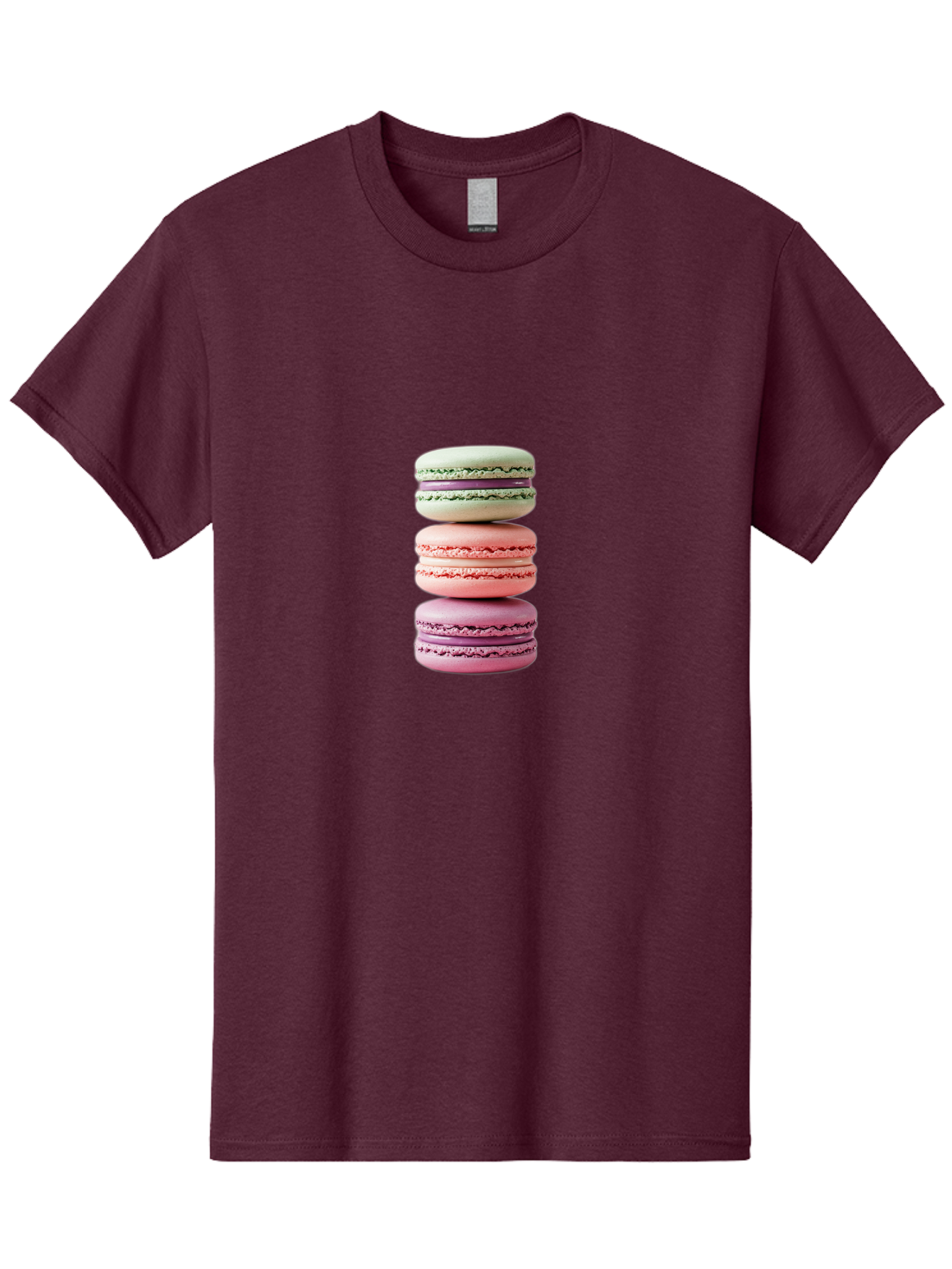 Stacked-Macarons-4 Men'S Graphic Tee, 100% Cotton, Comfortable Casual Summer Wear, Machine Washable, Pink And White Macarons, Stacked Macarons, Pastel Colors, French Desserts, Sweet Treats, Baked Goods, Delicate Texture, Creamy Filling Bab454