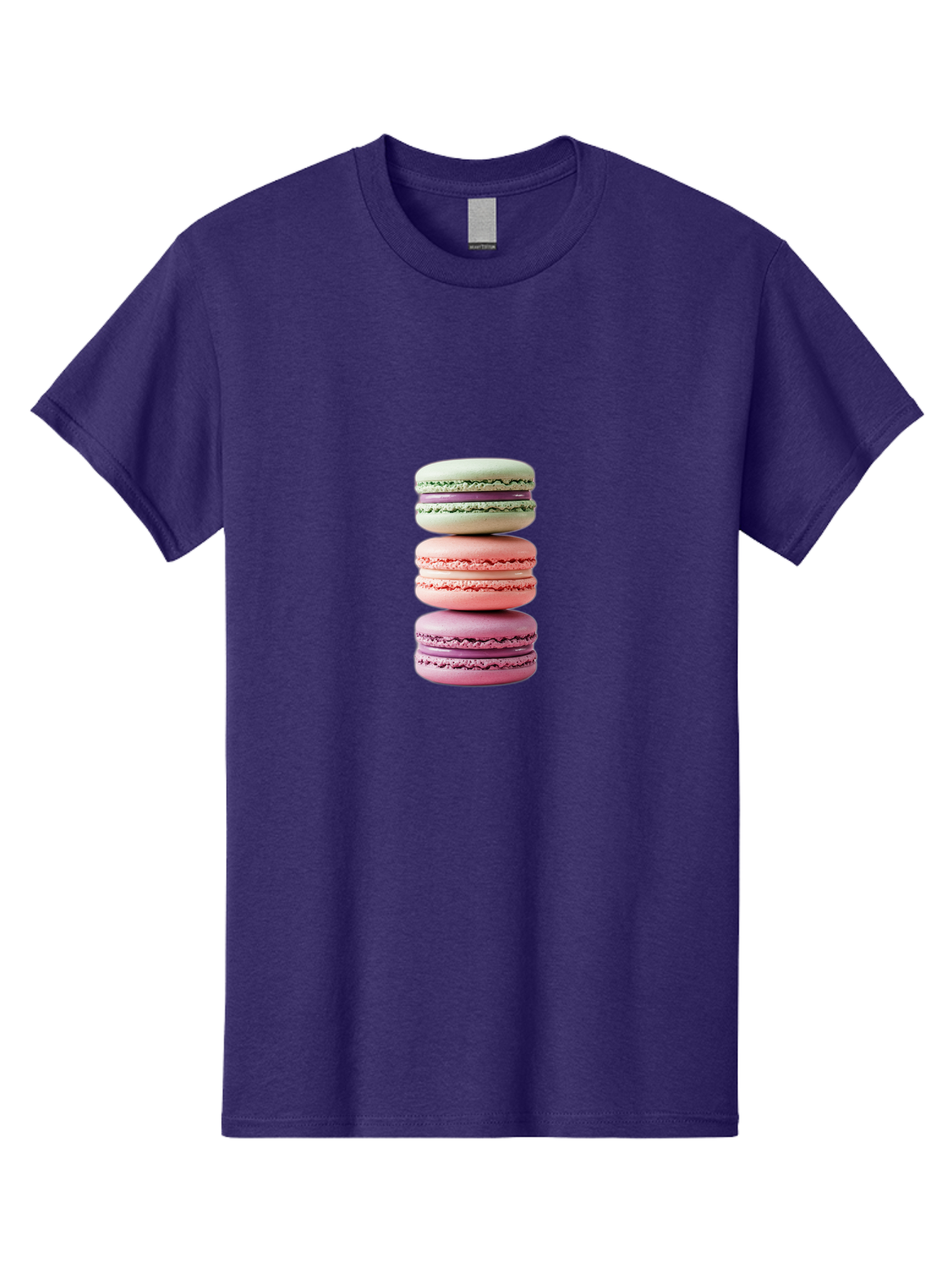 Stacked-Macarons-4 Men'S Graphic Tee, 100% Cotton, Comfortable Casual Summer Wear, Machine Washable, Pink And White Macarons, Stacked Macarons, Pastel Colors, French Desserts, Sweet Treats, Baked Goods, Delicate Texture, Creamy Filling Bab454