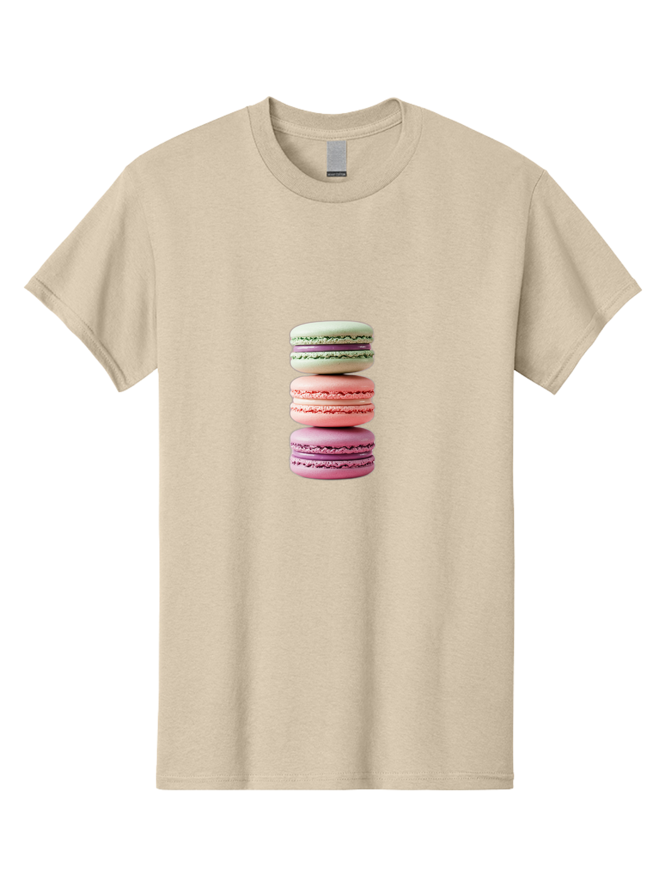 Stacked-Macarons-4 Men'S Graphic Tee, 100% Cotton, Comfortable Casual Summer Wear, Machine Washable, Pink And White Macarons, Stacked Macarons, Pastel Colors, French Desserts, Sweet Treats, Baked Goods, Delicate Texture, Creamy Filling Bab454