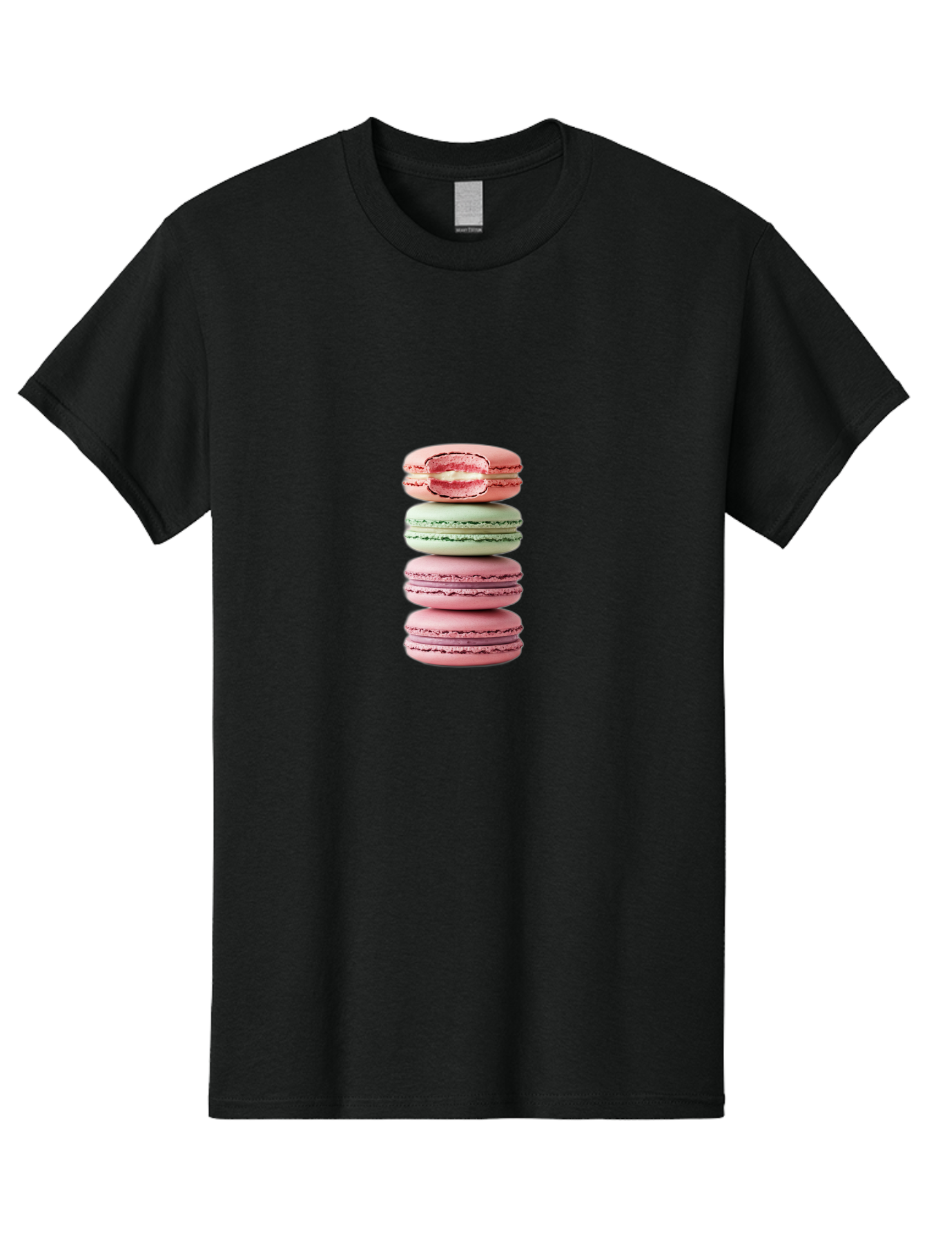 Stacked-Macarons Men'S Graphic Tee, 100% Cotton, Comfortable Casual Summer Wear, Machine Washable, Pink And Green Macarons, Stacked Macarons, French Patisserie, Sweet Treats, Delicate Desserts, Colorful Cookies, Tasty Macarons Bab455