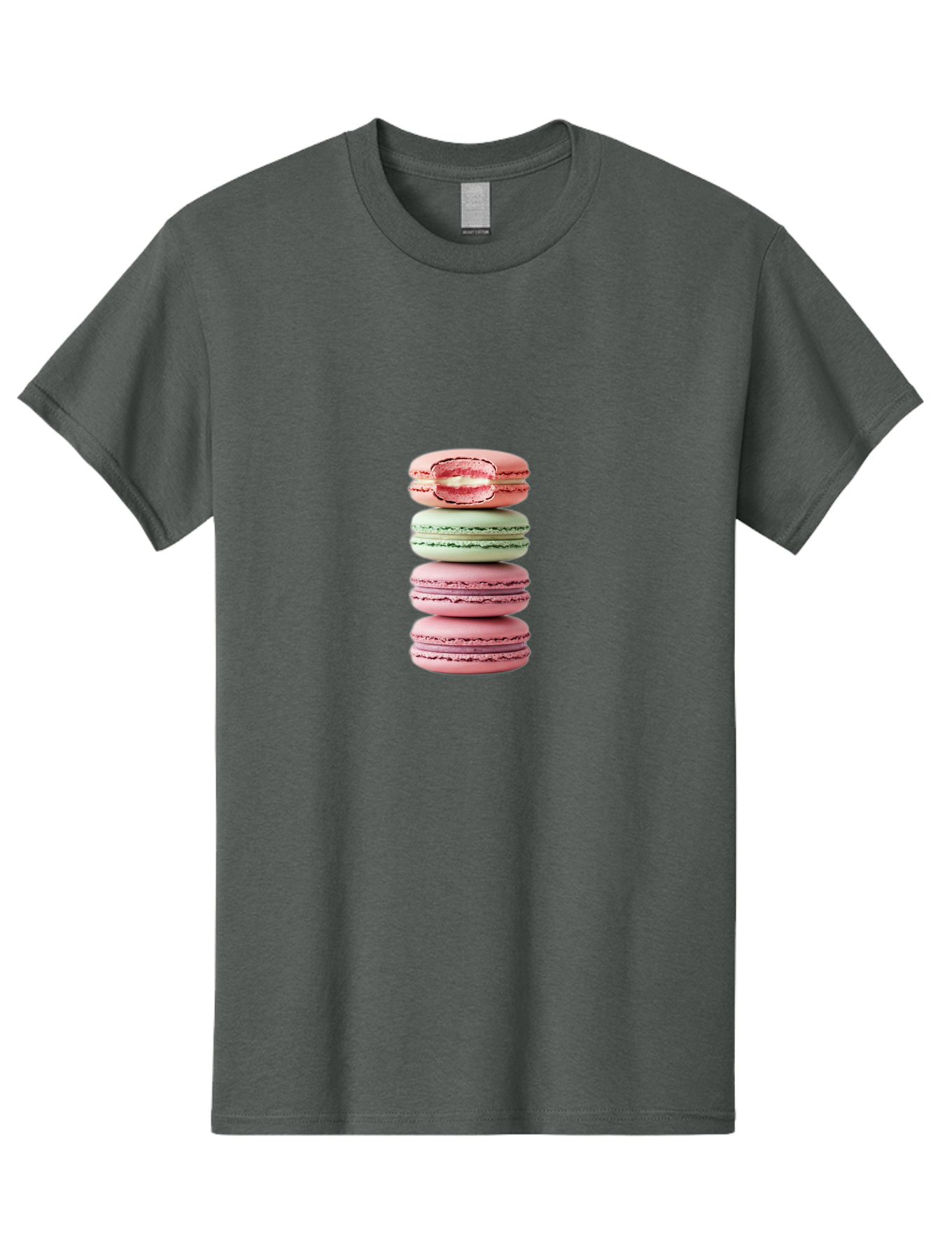 Stacked-Macarons Men'S Graphic Tee, 100% Cotton, Comfortable Casual Summer Wear, Machine Washable, Pink And Green Macarons, Stacked Macarons, French Patisserie, Sweet Treats, Delicate Desserts, Colorful Cookies, Tasty Macarons Bab455
