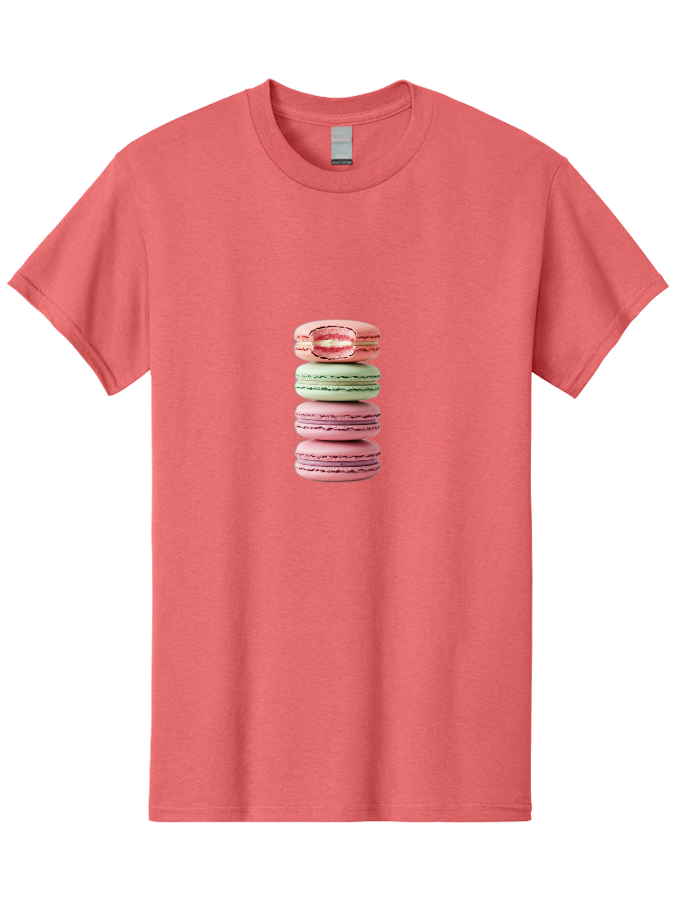 Stacked-Macarons Men'S Graphic Tee, 100% Cotton, Comfortable Casual Summer Wear, Machine Washable, Pink And Green Macarons, Stacked Macarons, French Patisserie, Sweet Treats, Delicate Desserts, Colorful Cookies, Tasty Macarons Bab455