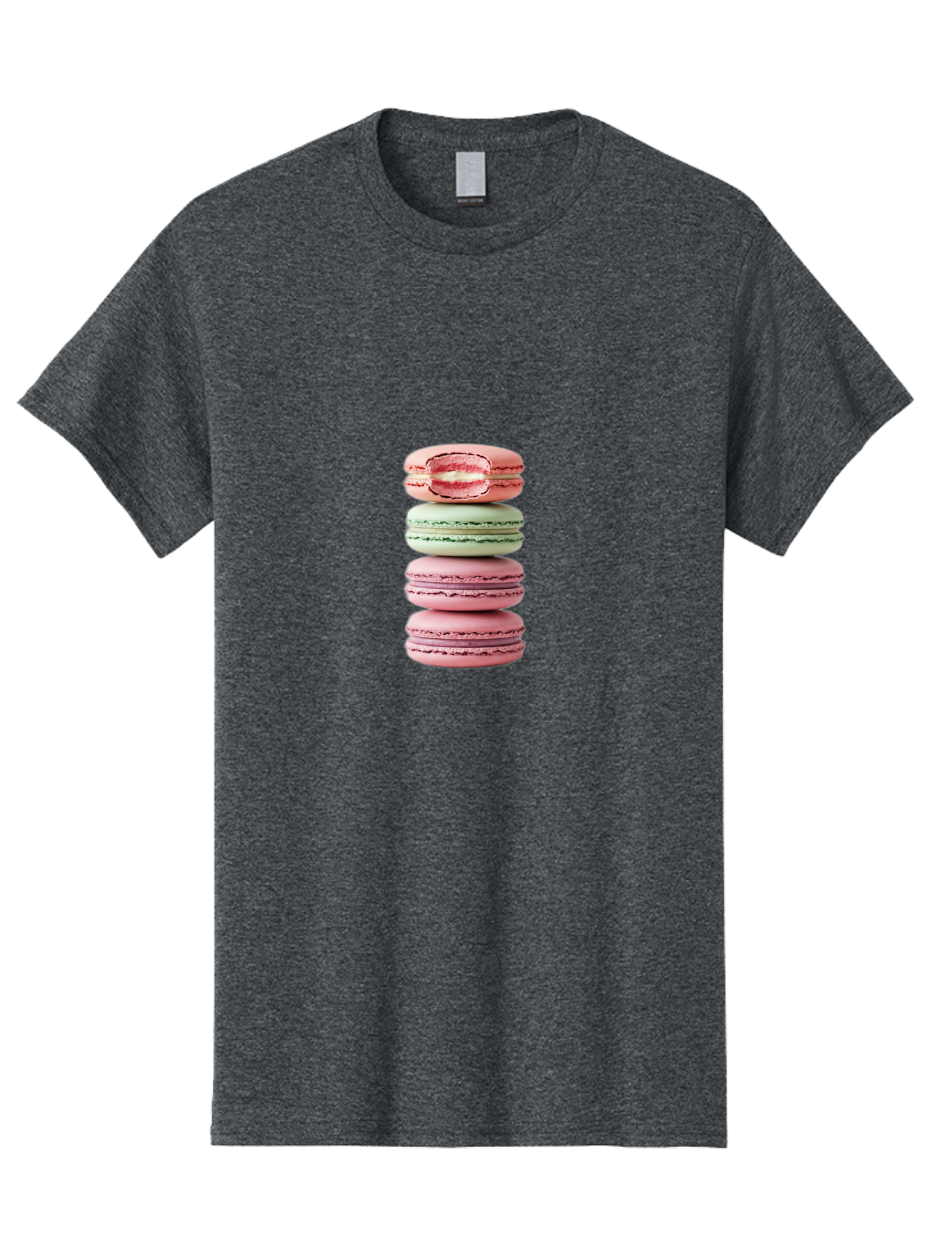 Stacked-Macarons Men'S Graphic Tee, 100% Cotton, Comfortable Casual Summer Wear, Machine Washable, Pink And Green Macarons, Stacked Macarons, French Patisserie, Sweet Treats, Delicate Desserts, Colorful Cookies, Tasty Macarons Bab455