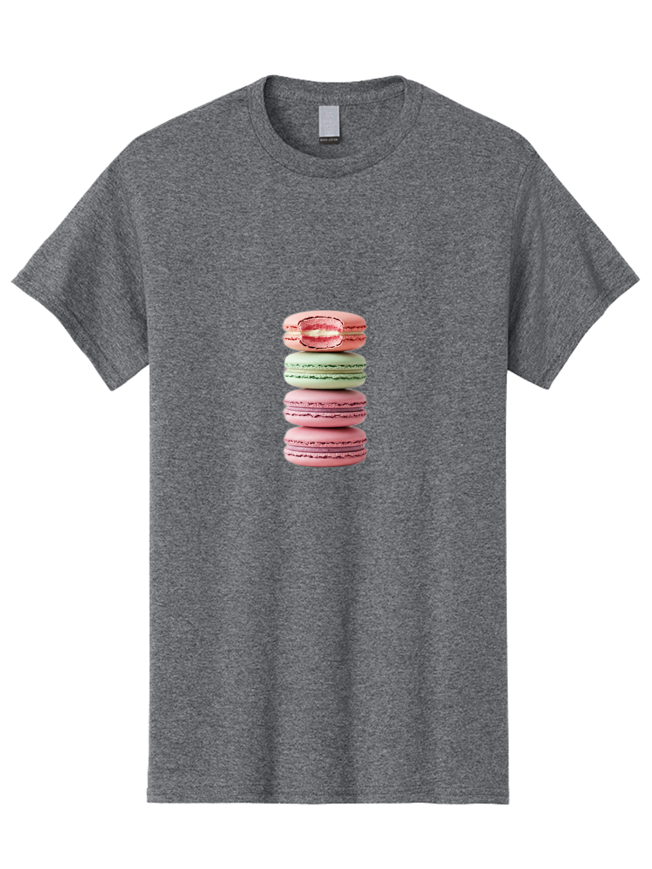 Stacked-Macarons Men'S Graphic Tee, 100% Cotton, Comfortable Casual Summer Wear, Machine Washable, Pink And Green Macarons, Stacked Macarons, French Patisserie, Sweet Treats, Delicate Desserts, Colorful Cookies, Tasty Macarons Bab455