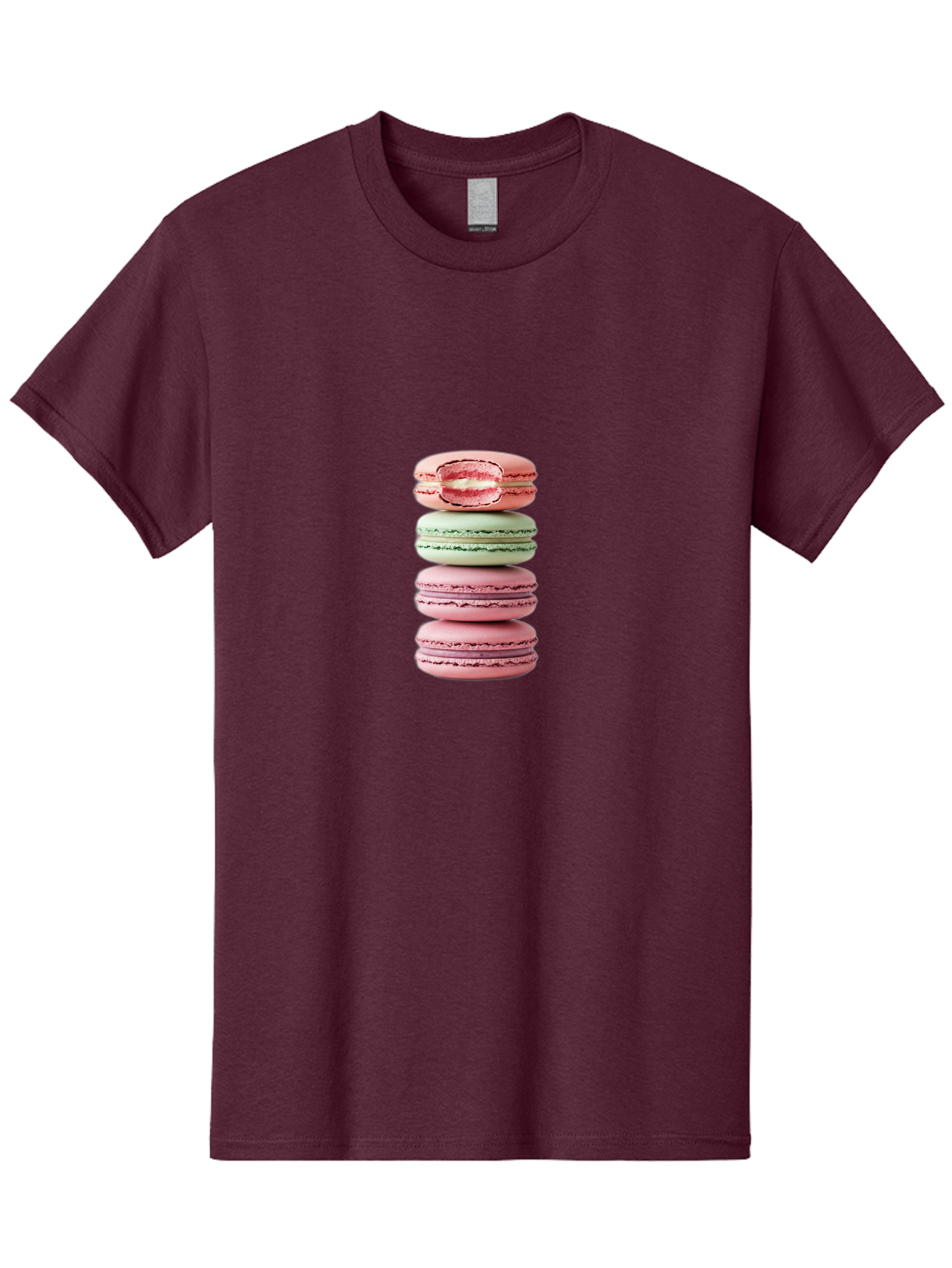 Stacked-Macarons Men'S Graphic Tee, 100% Cotton, Comfortable Casual Summer Wear, Machine Washable, Pink And Green Macarons, Stacked Macarons, French Patisserie, Sweet Treats, Delicate Desserts, Colorful Cookies, Tasty Macarons Bab455
