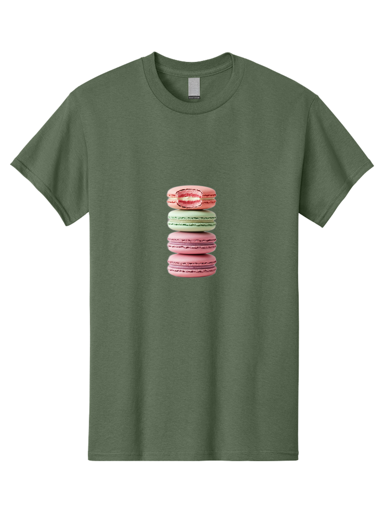 Stacked-Macarons Men'S Graphic Tee, 100% Cotton, Comfortable Casual Summer Wear, Machine Washable, Pink And Green Macarons, Stacked Macarons, French Patisserie, Sweet Treats, Delicate Desserts, Colorful Cookies, Tasty Macarons Bab455