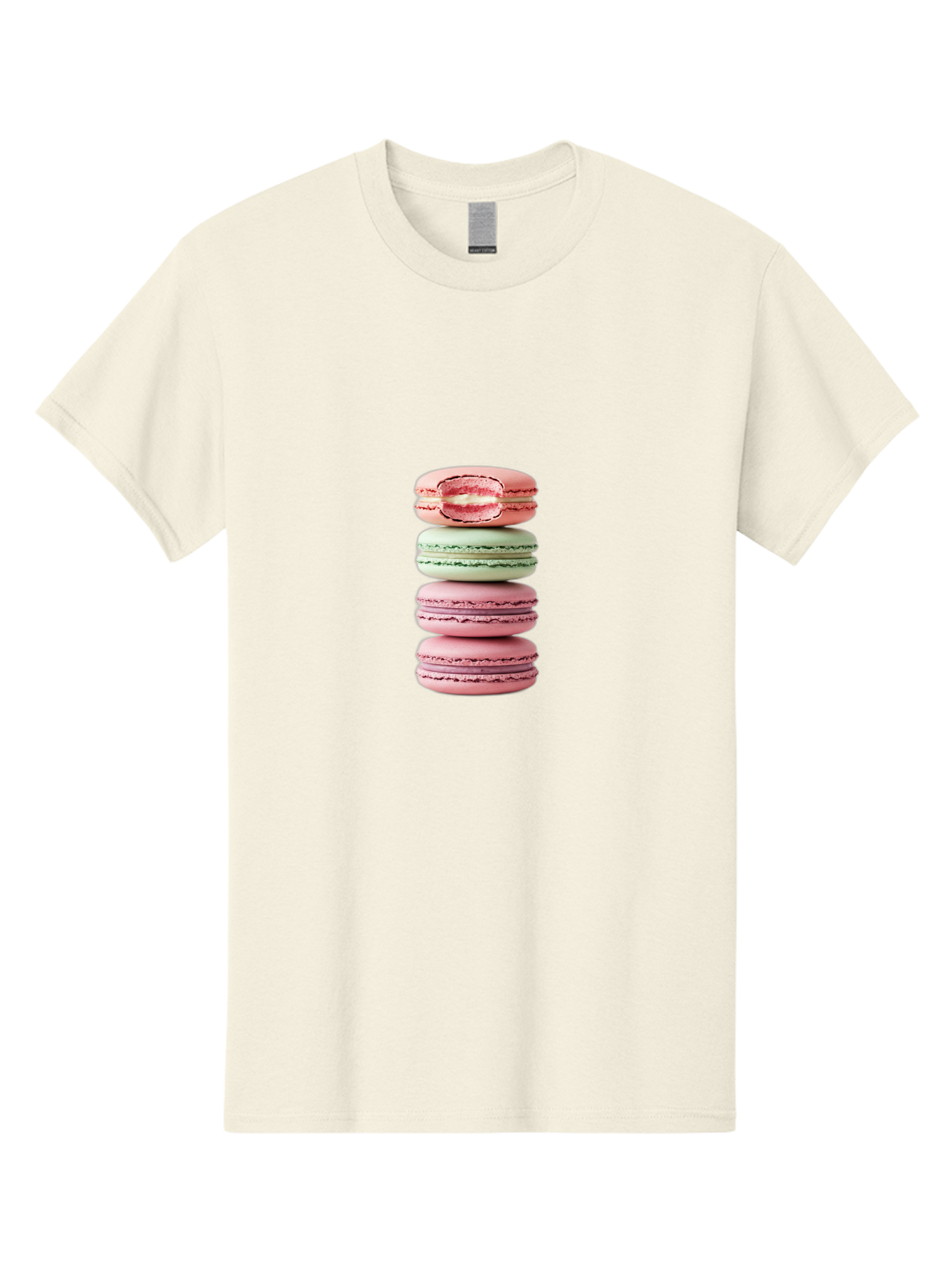 Stacked-Macarons Men'S Graphic Tee, 100% Cotton, Comfortable Casual Summer Wear, Machine Washable, Pink And Green Macarons, Stacked Macarons, French Patisserie, Sweet Treats, Delicate Desserts, Colorful Cookies, Tasty Macarons Bab455
