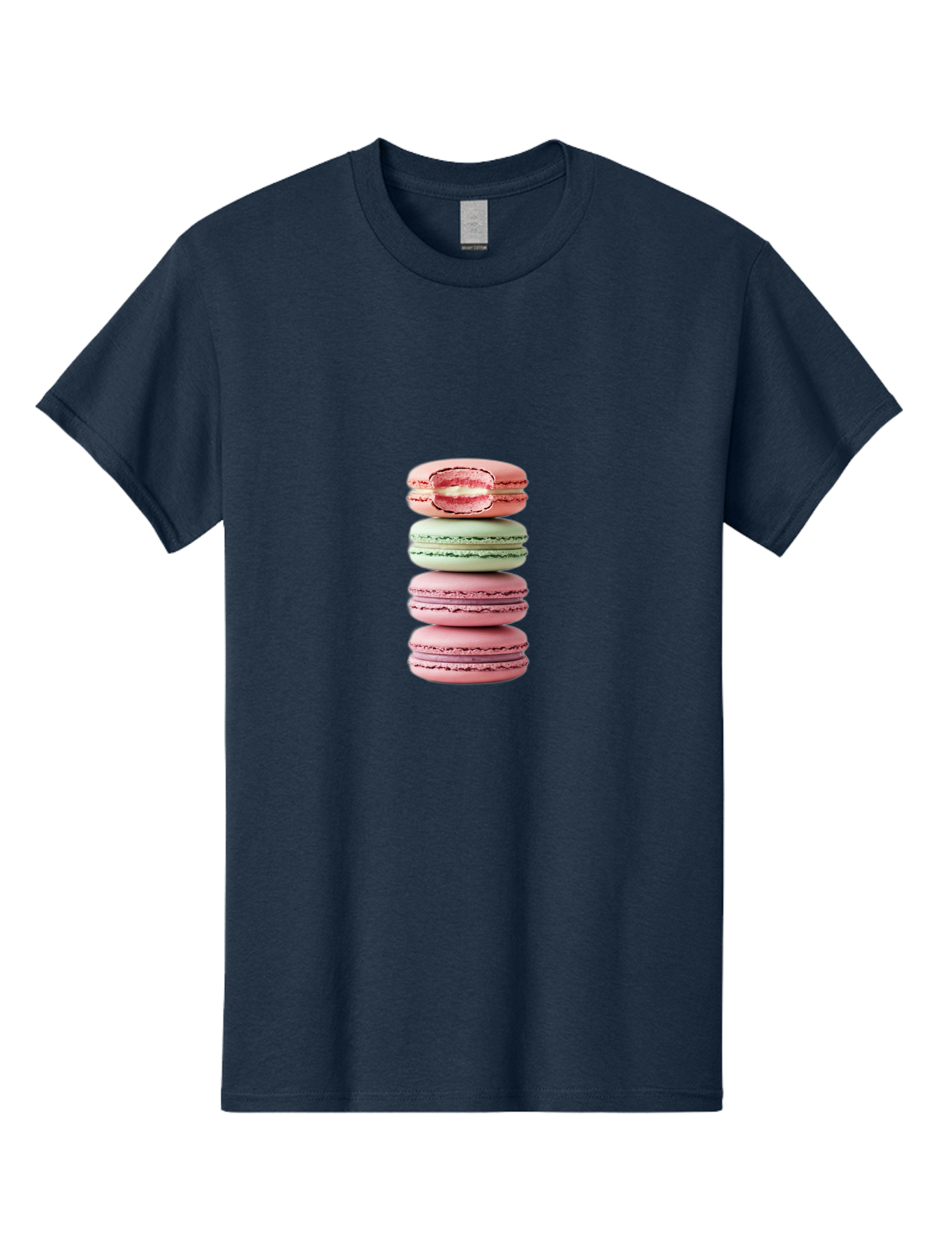 Stacked-Macarons Men'S Graphic Tee, 100% Cotton, Comfortable Casual Summer Wear, Machine Washable, Pink And Green Macarons, Stacked Macarons, French Patisserie, Sweet Treats, Delicate Desserts, Colorful Cookies, Tasty Macarons Bab455