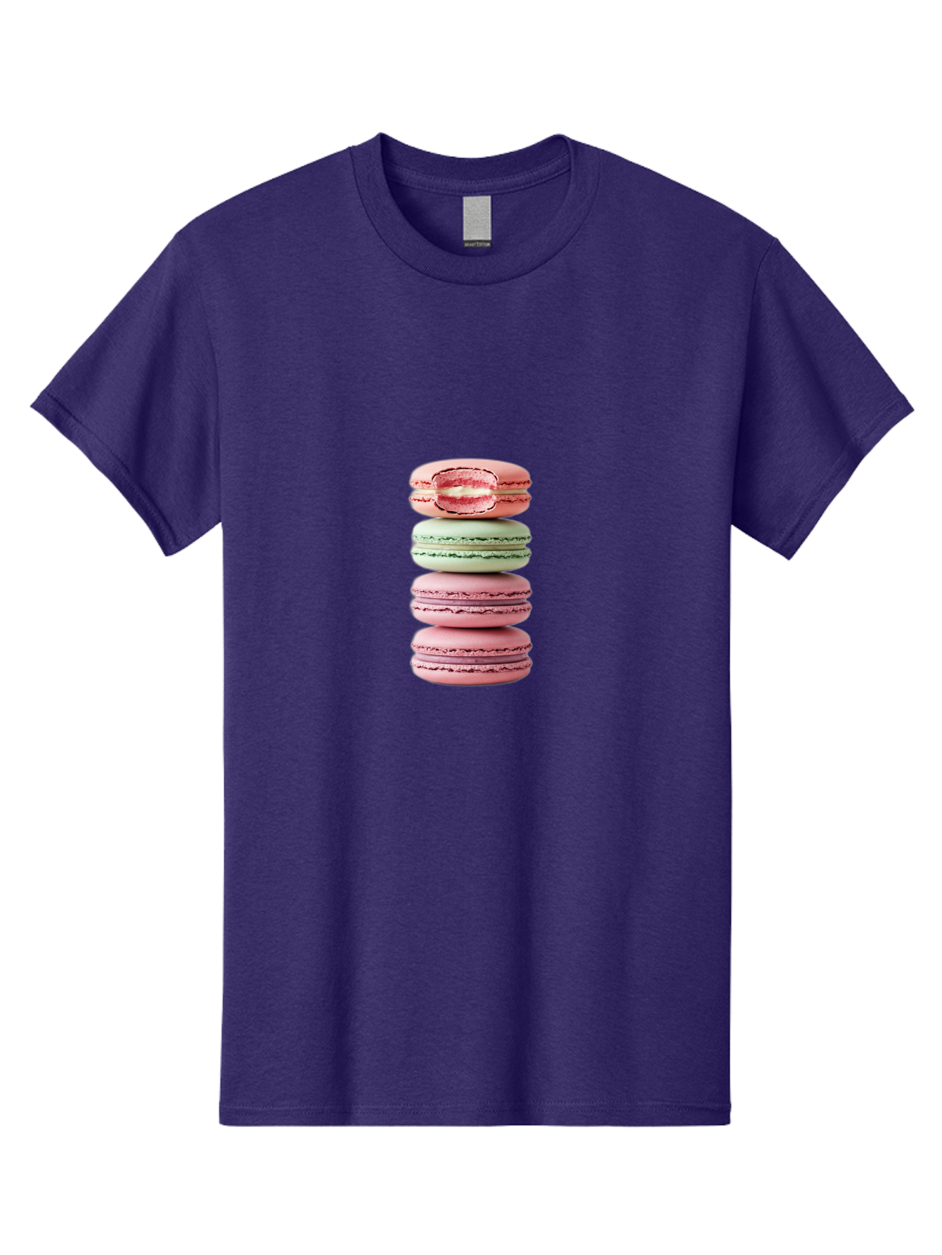 Stacked-Macarons Men'S Graphic Tee, 100% Cotton, Comfortable Casual Summer Wear, Machine Washable, Pink And Green Macarons, Stacked Macarons, French Patisserie, Sweet Treats, Delicate Desserts, Colorful Cookies, Tasty Macarons Bab455