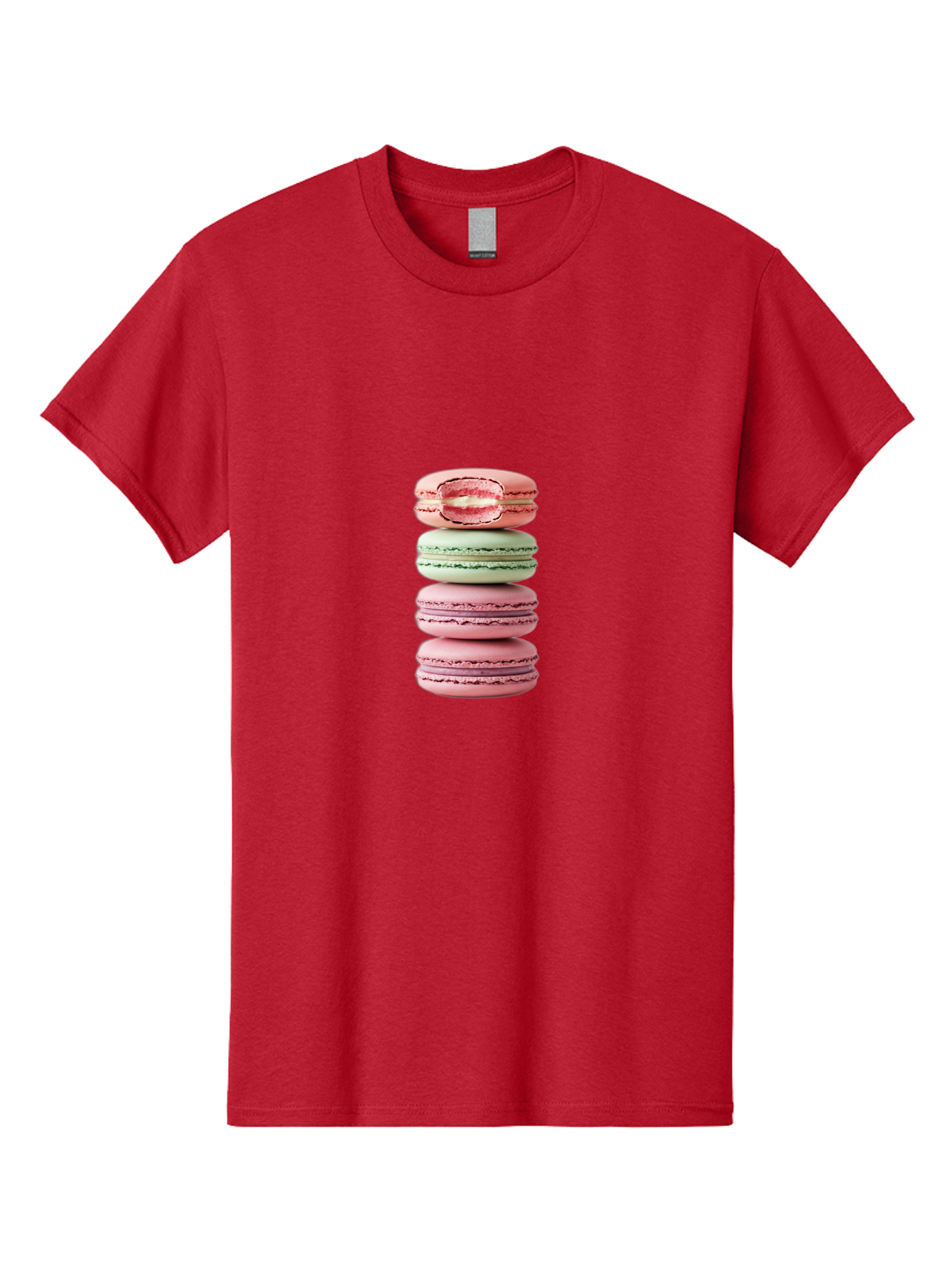 Stacked-Macarons Men'S Graphic Tee, 100% Cotton, Comfortable Casual Summer Wear, Machine Washable, Pink And Green Macarons, Stacked Macarons, French Patisserie, Sweet Treats, Delicate Desserts, Colorful Cookies, Tasty Macarons Bab455