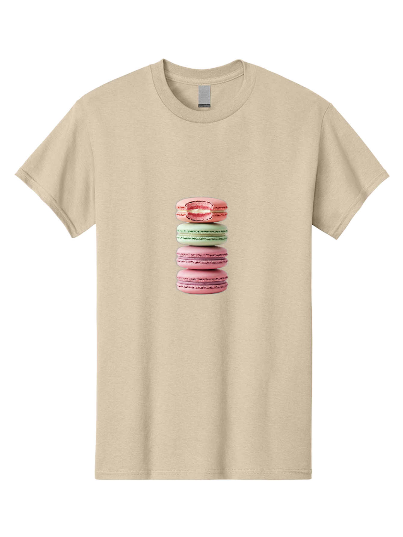Stacked-Macarons Men'S Graphic Tee, 100% Cotton, Comfortable Casual Summer Wear, Machine Washable, Pink And Green Macarons, Stacked Macarons, French Patisserie, Sweet Treats, Delicate Desserts, Colorful Cookies, Tasty Macarons Bab455