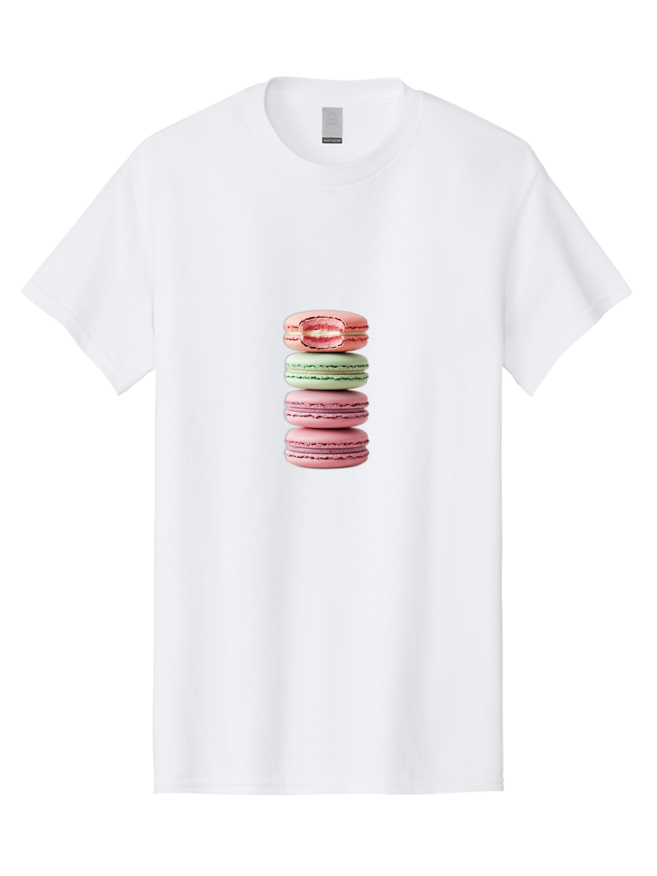 Stacked-Macarons Men'S Graphic Tee, 100% Cotton, Comfortable Casual Summer Wear, Machine Washable, Pink And Green Macarons, Stacked Macarons, French Patisserie, Sweet Treats, Delicate Desserts, Colorful Cookies, Tasty Macarons Bab455