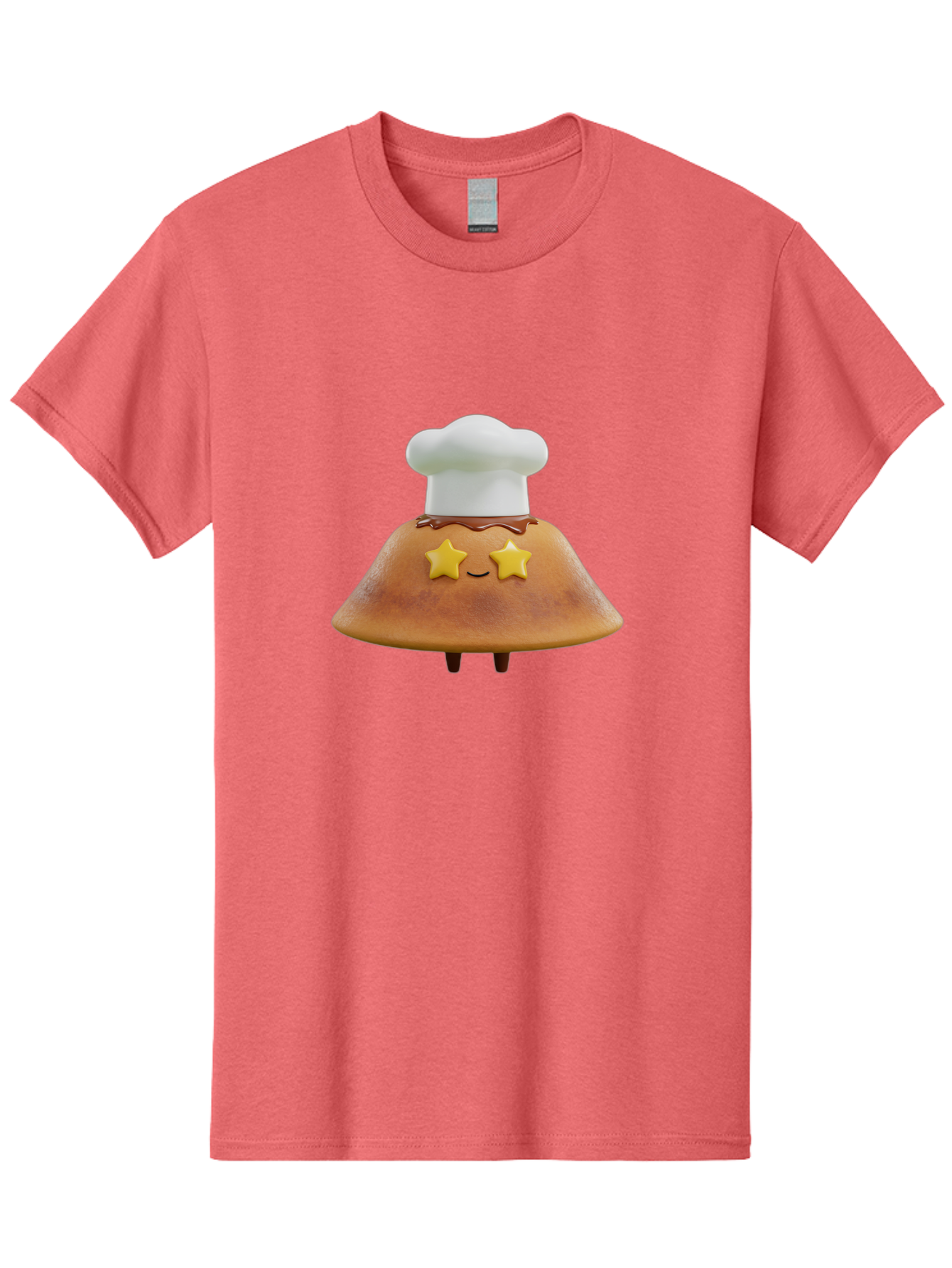 Star-Dosa Men'S Graphic Tee, 100% Cotton, Comfortable Casual Summer Wear, Machine Washable, Smiling Pancake, Chef Hat, Yellow Stars, Chocolate Sauce, Cute Breakfast Food, Adorable Cartoon Character, Fluffy Pancake, Happy Face, Breakfast Theme Bab457