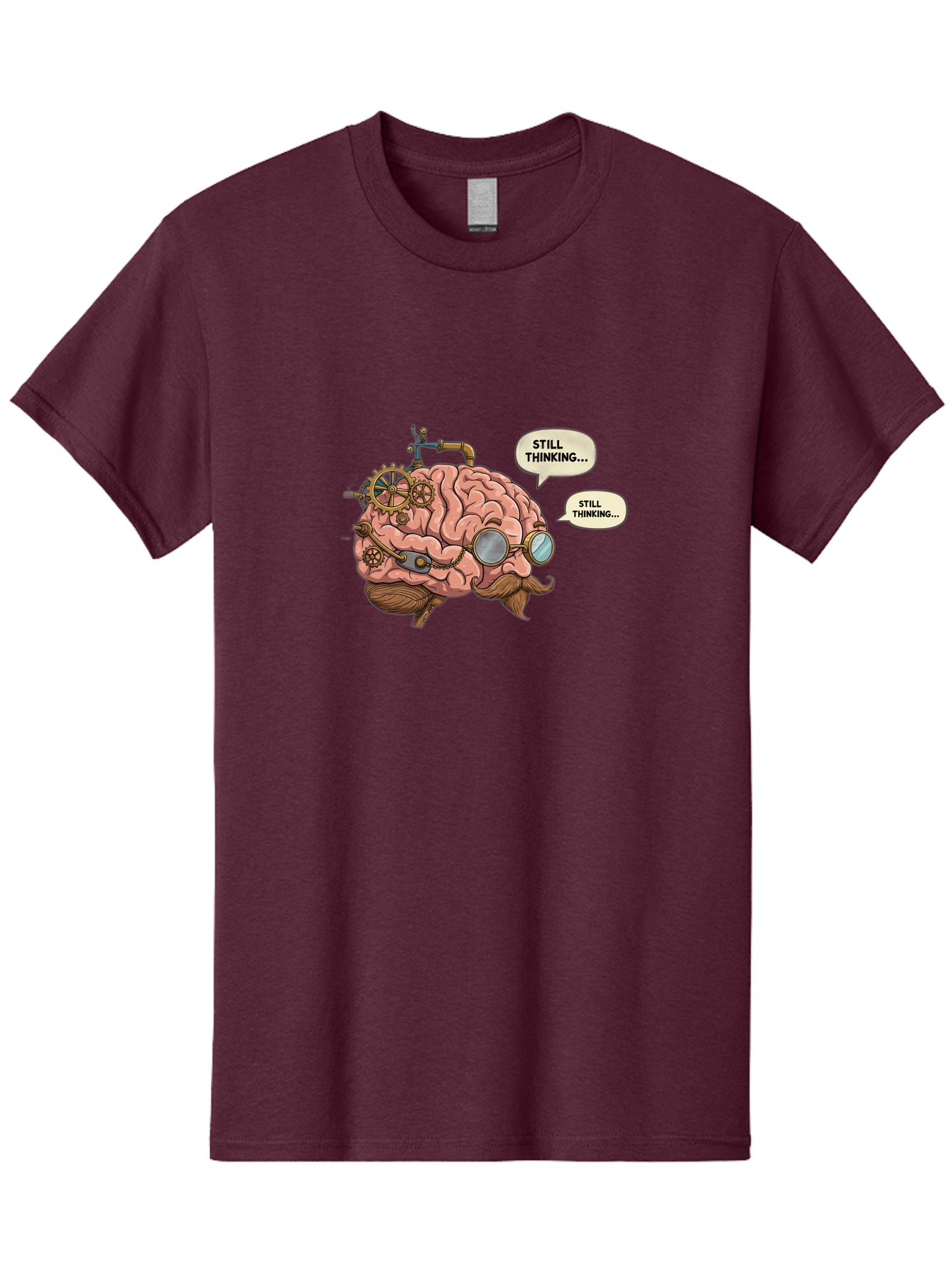 Steampunk-Brain-1 Men'S Graphic Tee, 100% Cotton, Comfortable Casual Summer Wear, Machine Washable, Steampunk Brain, Thinking Process, Problem Solving, Cognitive Function, Mental Gears, Creative Thought, Still Thinking Text, Brain Power, Bab460