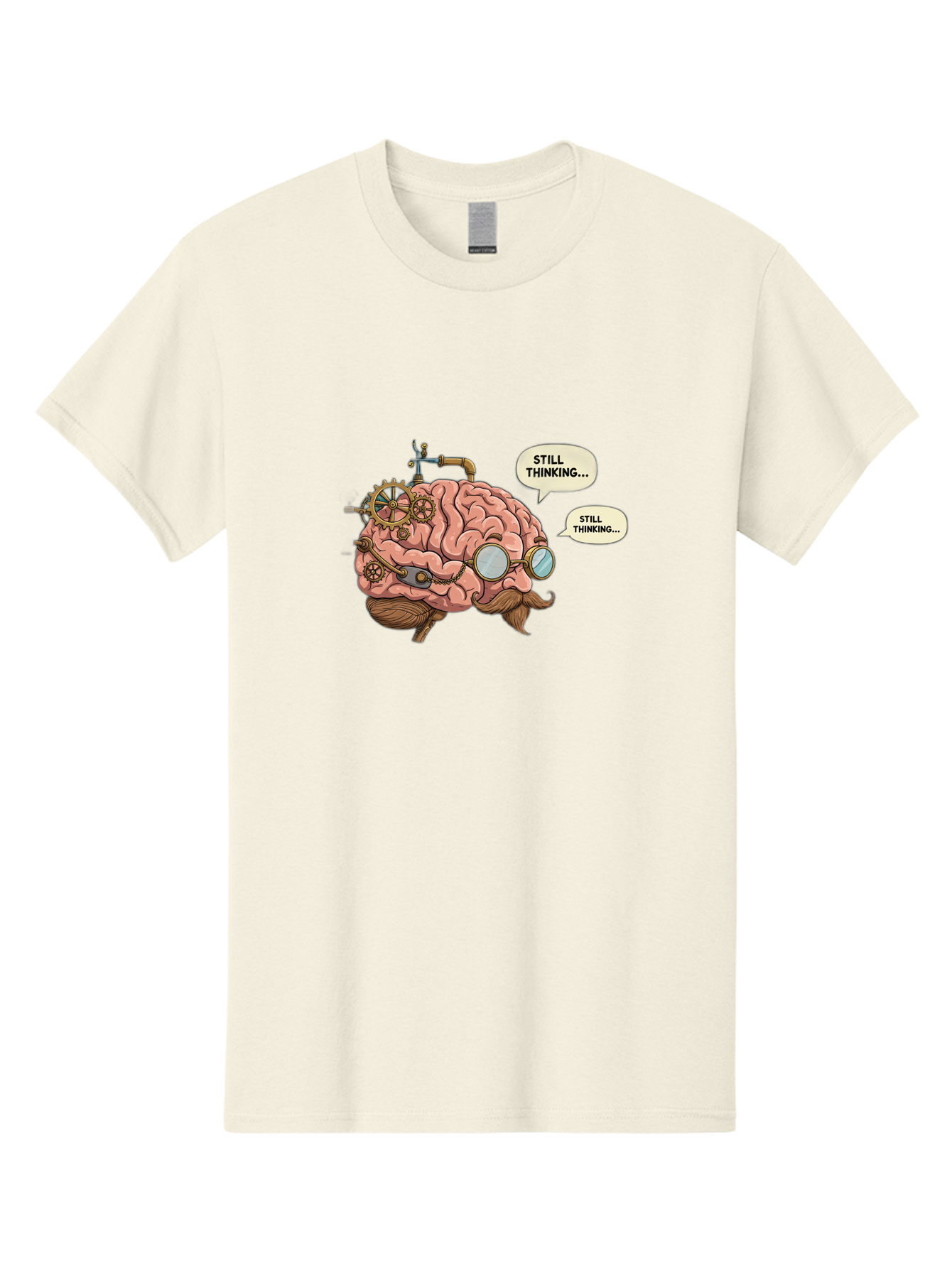 Steampunk-Brain-1 Men'S Graphic Tee, 100% Cotton, Comfortable Casual Summer Wear, Machine Washable, Steampunk Brain, Thinking Process, Problem Solving, Cognitive Function, Mental Gears, Creative Thought, Still Thinking Text, Brain Power, Bab460