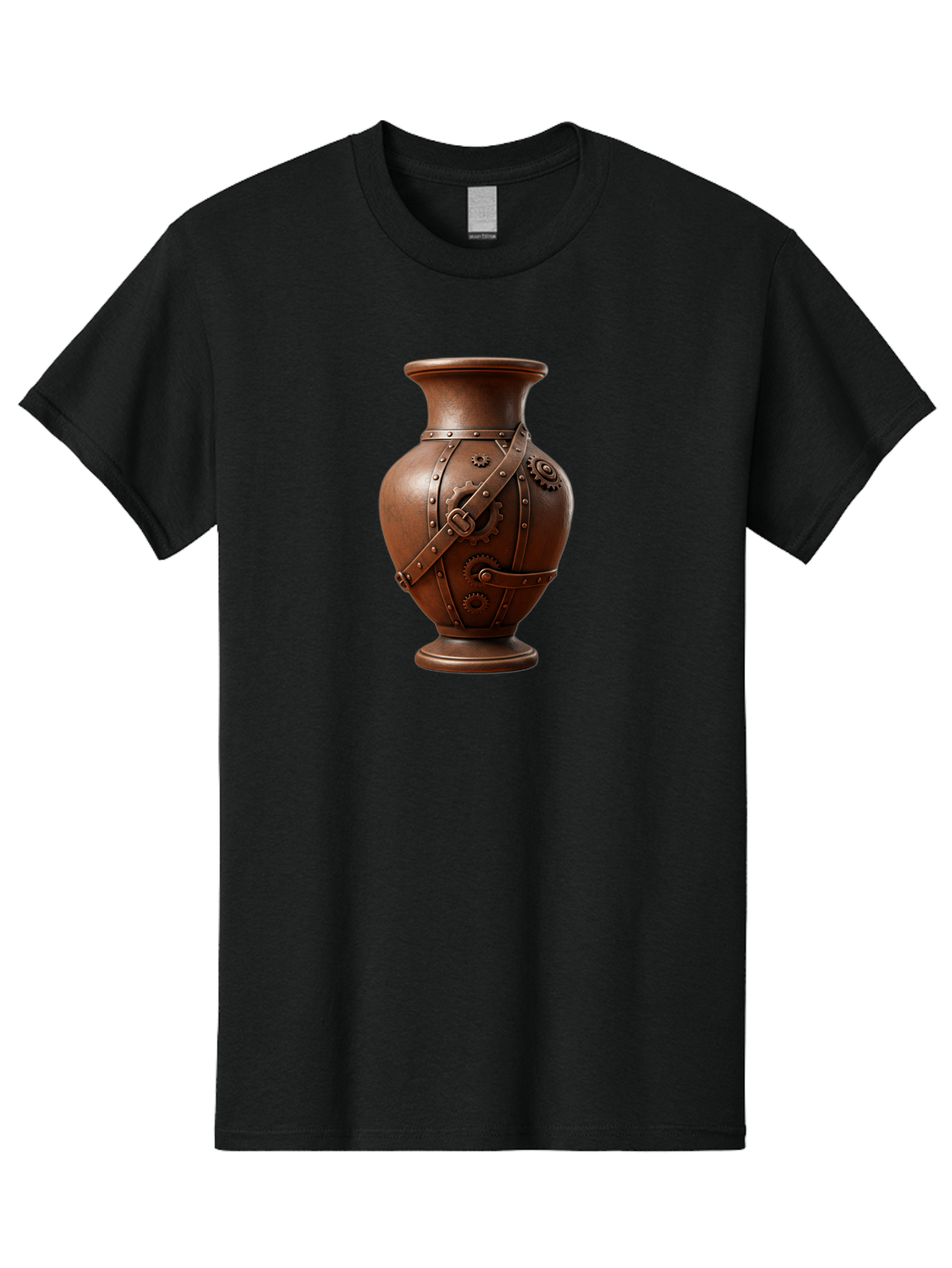 Steampunk-Vase Men'S Graphic Tee, 100% Cotton, Comfortable Casual Summer Wear, Machine Washable, Steampunk Style Vase, Antique Bronze Finish, Metallic Straps, Gear Mechanisms, Industrial Chic, Vintage Decor, Unique Art Piece, Bab464