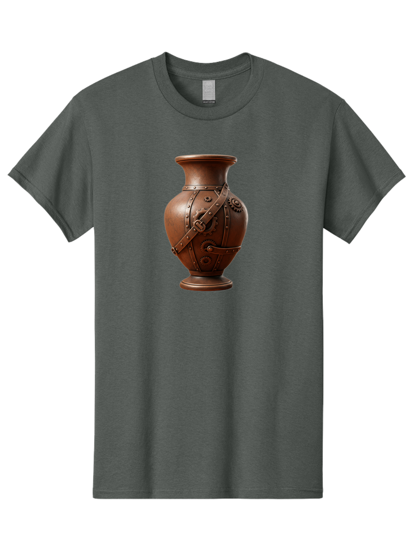 Steampunk-Vase Men'S Graphic Tee, 100% Cotton, Comfortable Casual Summer Wear, Machine Washable, Steampunk Style Vase, Antique Bronze Finish, Metallic Straps, Gear Mechanisms, Industrial Chic, Vintage Decor, Unique Art Piece, Bab464