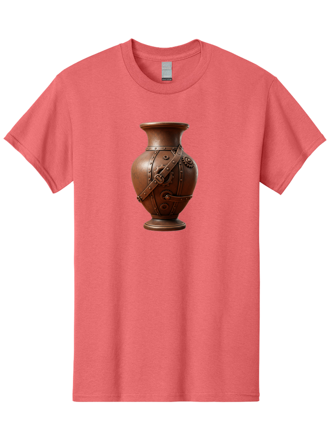 Steampunk-Vase Men'S Graphic Tee, 100% Cotton, Comfortable Casual Summer Wear, Machine Washable, Steampunk Style Vase, Antique Bronze Finish, Metallic Straps, Gear Mechanisms, Industrial Chic, Vintage Decor, Unique Art Piece, Bab464