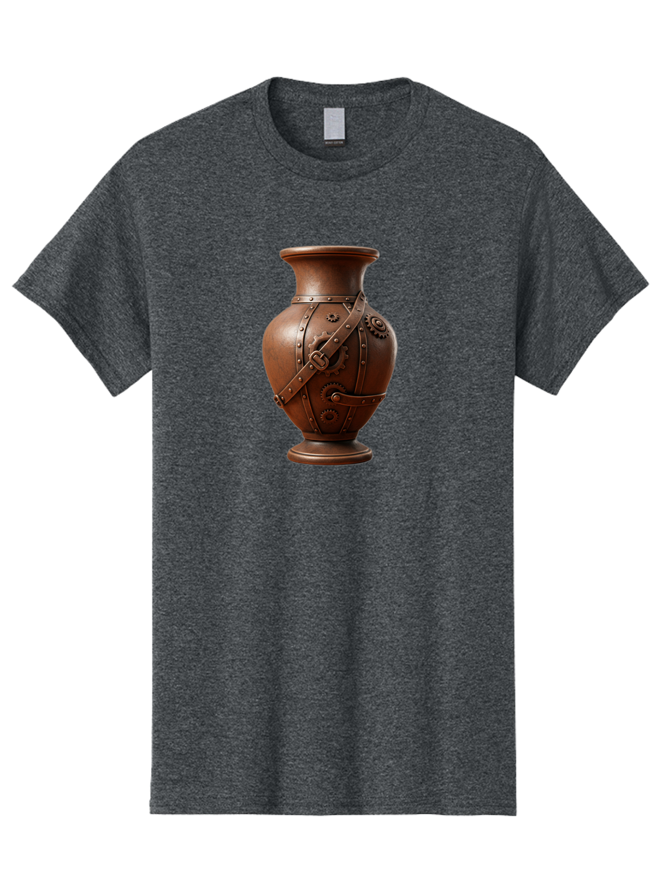 Steampunk-Vase Men'S Graphic Tee, 100% Cotton, Comfortable Casual Summer Wear, Machine Washable, Steampunk Style Vase, Antique Bronze Finish, Metallic Straps, Gear Mechanisms, Industrial Chic, Vintage Decor, Unique Art Piece, Bab464