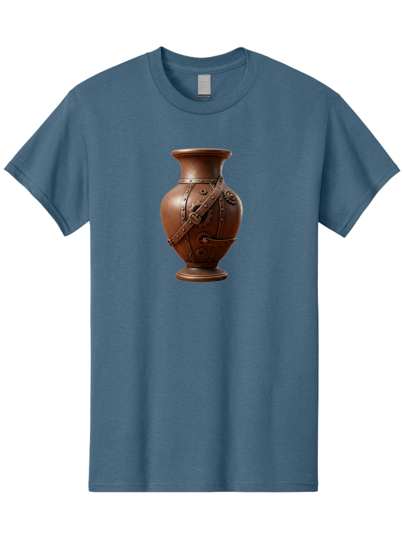 Steampunk-Vase Men'S Graphic Tee, 100% Cotton, Comfortable Casual Summer Wear, Machine Washable, Steampunk Style Vase, Antique Bronze Finish, Metallic Straps, Gear Mechanisms, Industrial Chic, Vintage Decor, Unique Art Piece, Bab464
