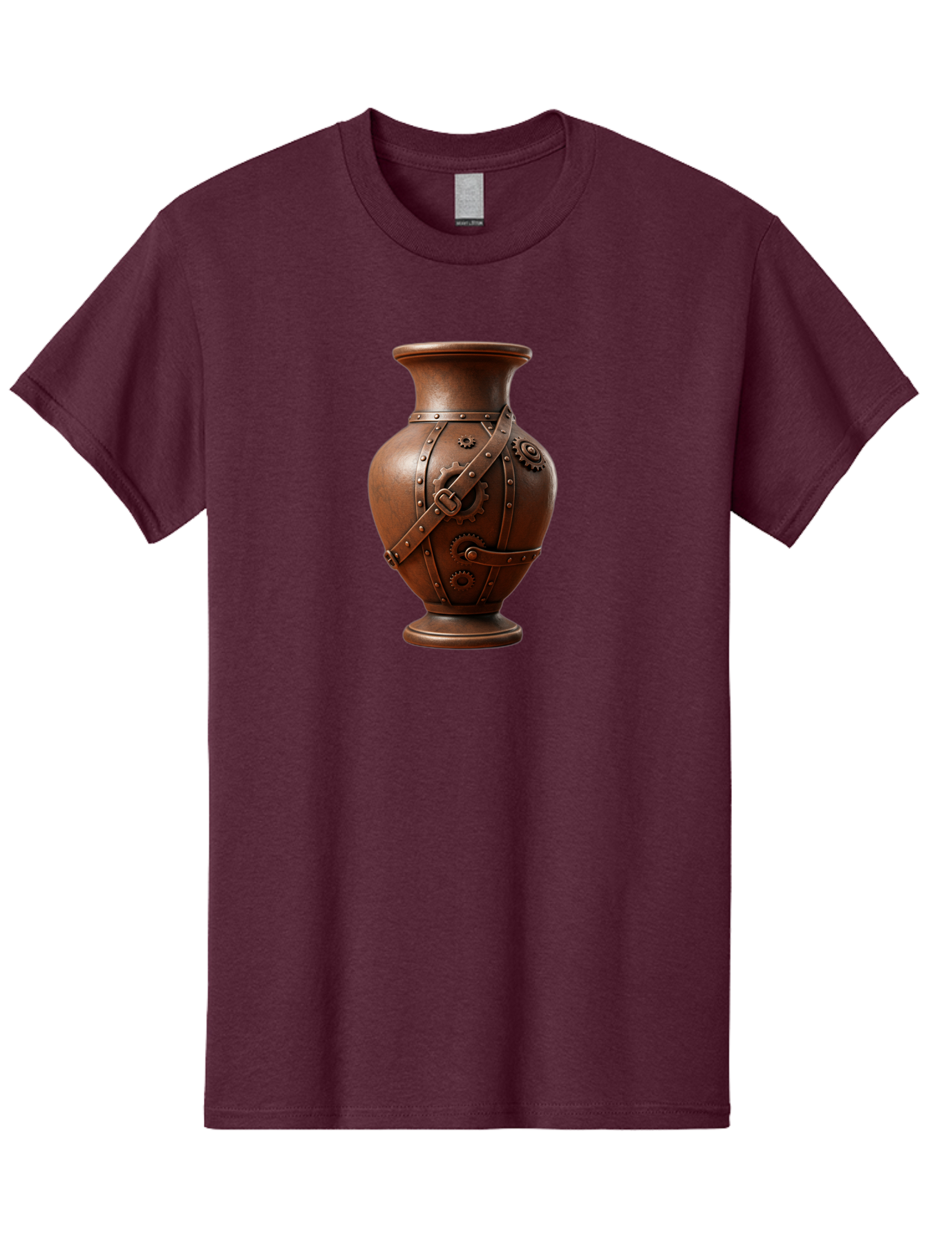 Steampunk-Vase Men'S Graphic Tee, 100% Cotton, Comfortable Casual Summer Wear, Machine Washable, Steampunk Style Vase, Antique Bronze Finish, Metallic Straps, Gear Mechanisms, Industrial Chic, Vintage Decor, Unique Art Piece, Bab464