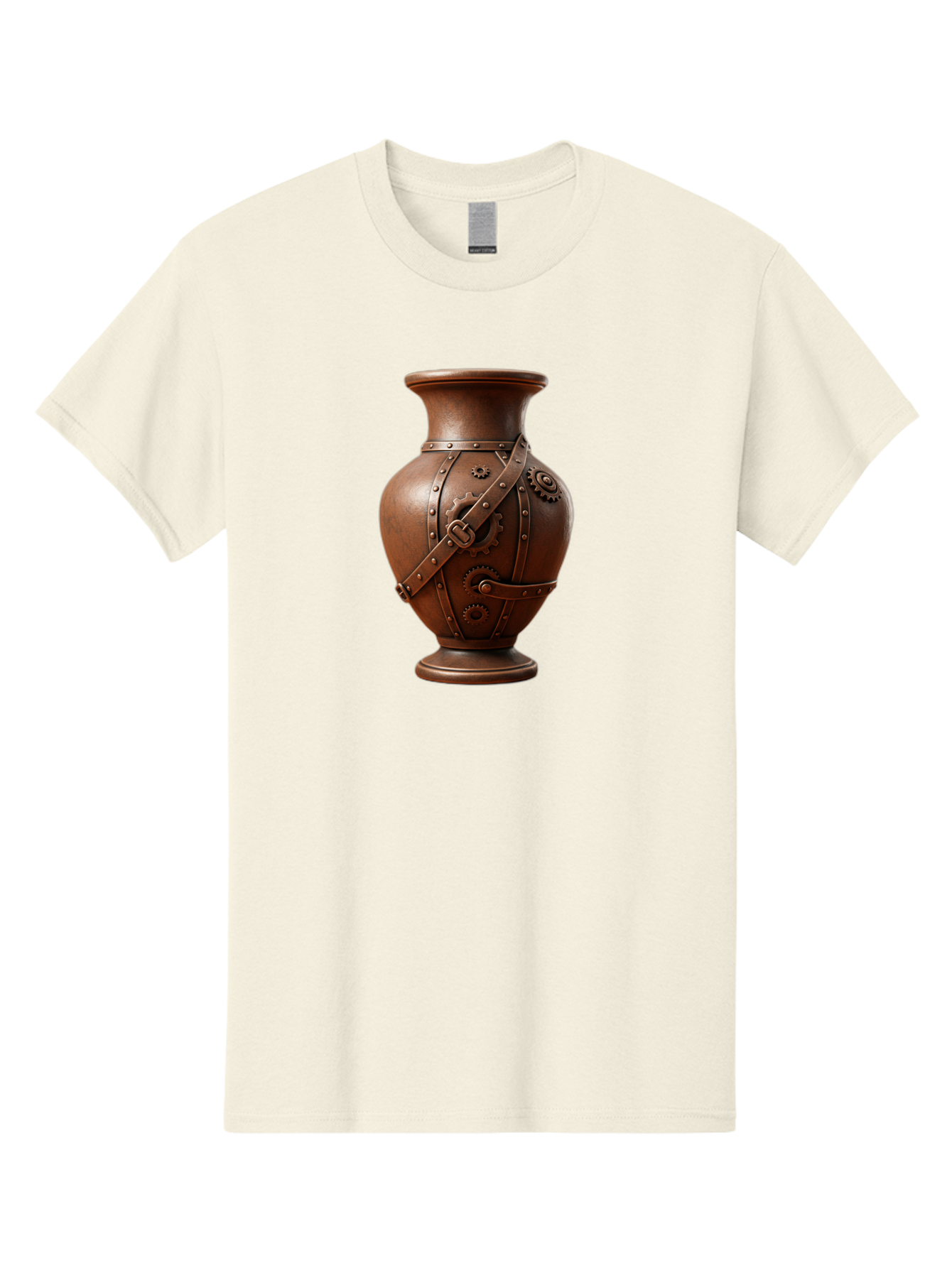 Steampunk-Vase Men'S Graphic Tee, 100% Cotton, Comfortable Casual Summer Wear, Machine Washable, Steampunk Style Vase, Antique Bronze Finish, Metallic Straps, Gear Mechanisms, Industrial Chic, Vintage Decor, Unique Art Piece, Bab464
