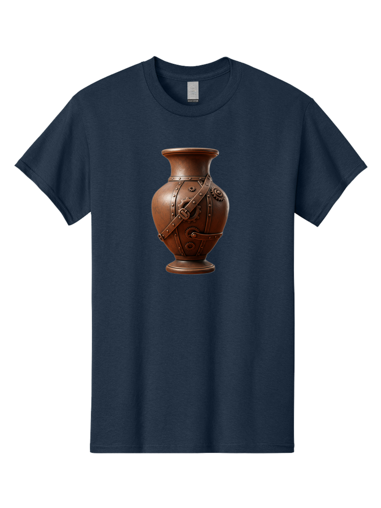 Steampunk-Vase Men'S Graphic Tee, 100% Cotton, Comfortable Casual Summer Wear, Machine Washable, Steampunk Style Vase, Antique Bronze Finish, Metallic Straps, Gear Mechanisms, Industrial Chic, Vintage Decor, Unique Art Piece, Bab464