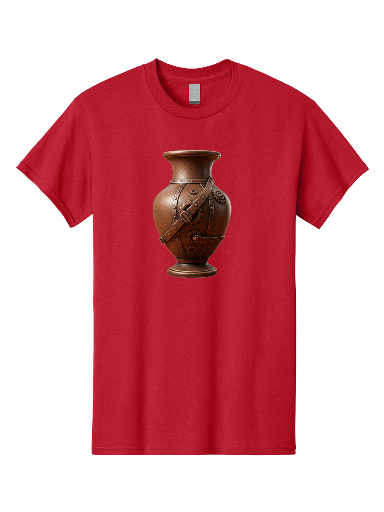 Steampunk-Vase Men'S Graphic Tee, 100% Cotton, Comfortable Casual Summer Wear, Machine Washable, Steampunk Style Vase, Antique Bronze Finish, Metallic Straps, Gear Mechanisms, Industrial Chic, Vintage Decor, Unique Art Piece, Bab464