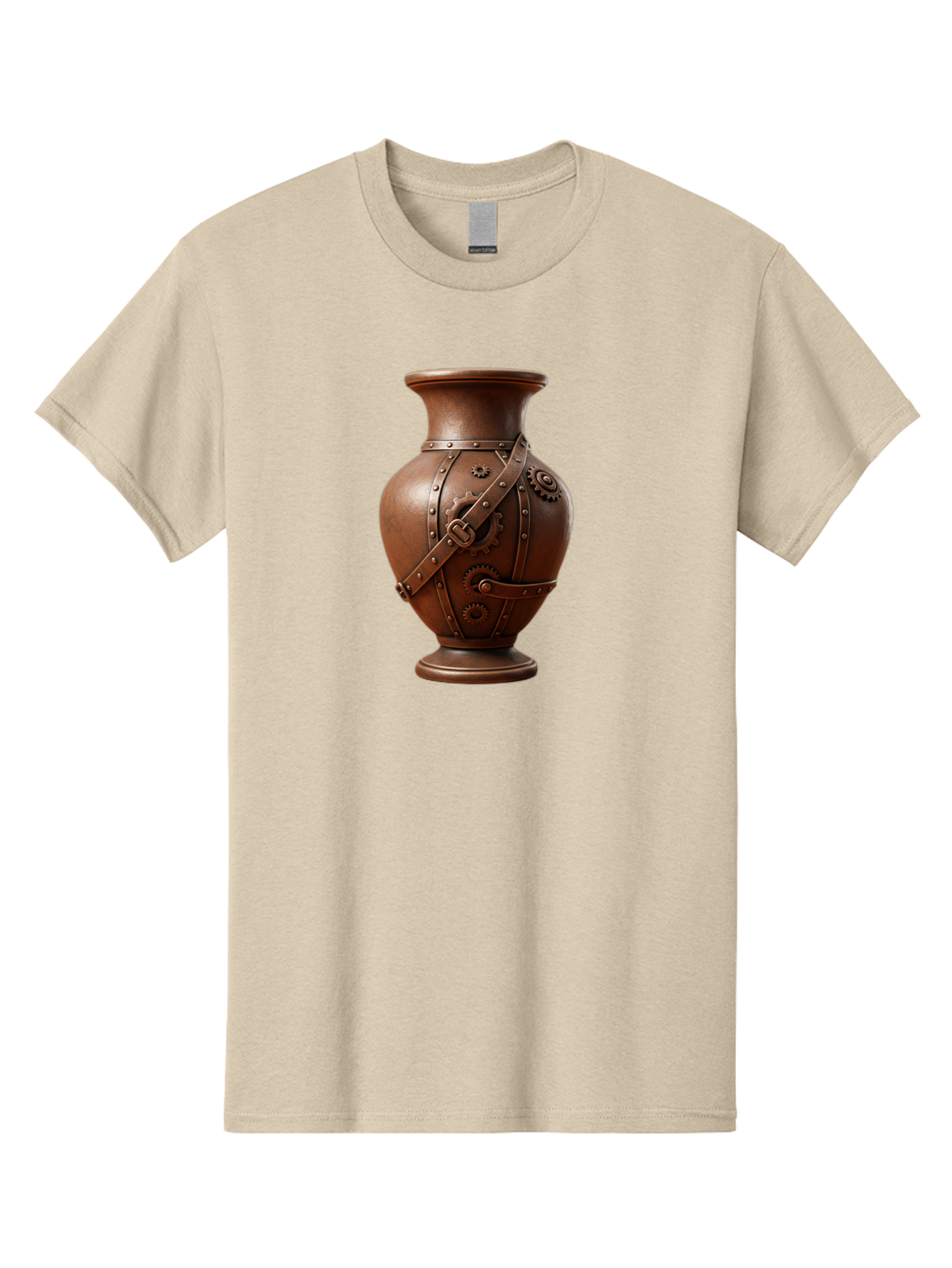 Steampunk-Vase Men'S Graphic Tee, 100% Cotton, Comfortable Casual Summer Wear, Machine Washable, Steampunk Style Vase, Antique Bronze Finish, Metallic Straps, Gear Mechanisms, Industrial Chic, Vintage Decor, Unique Art Piece, Bab464
