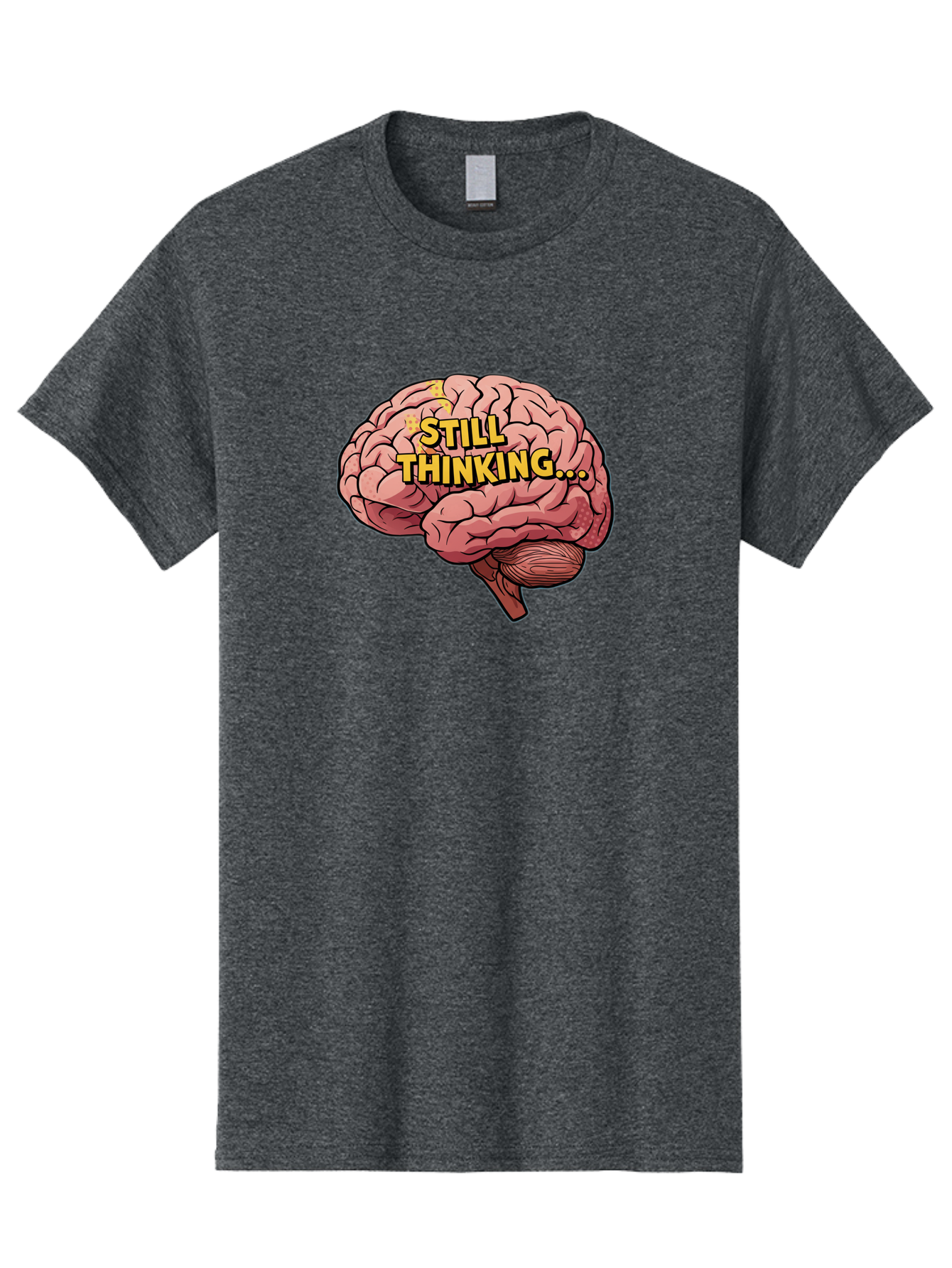 Still-Thinking-1 Men'S Graphic Tee, 100% Cotton, Comfortable Casual Summer Wear, Machine Washable, Human Brain, Thinking Process, Cognitive Function, Problem Solving, Mental Activity, Still Thinking, Cartoon Brain, Neuroscience, Bab465