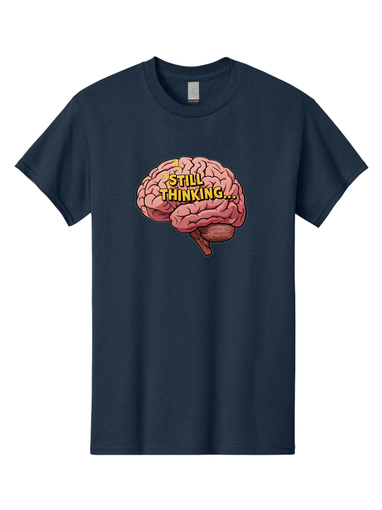 Still-Thinking-1 Men'S Graphic Tee, 100% Cotton, Comfortable Casual Summer Wear, Machine Washable, Human Brain, Thinking Process, Cognitive Function, Problem Solving, Mental Activity, Still Thinking, Cartoon Brain, Neuroscience, Bab465