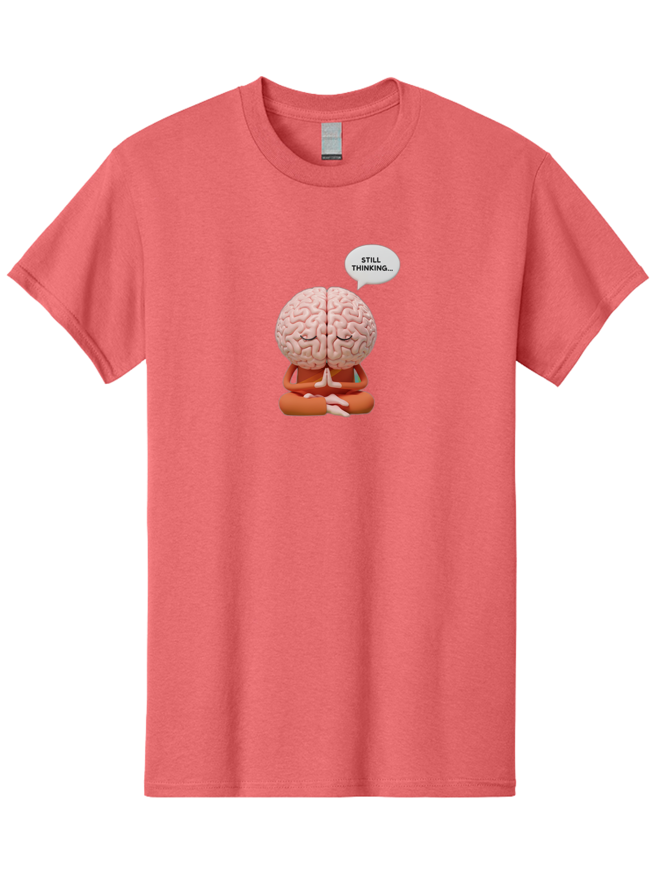 Still-Thinking-Brain-2 Men'S Graphic Tee, 100% Cotton, Comfortable Casual Summer Wear, Machine Washable, Brain Meditating, Thought Bubble, Still Thinking, Meditation Pose, Deep Thought, Mindfulness, Cognitive Function, Brain Power, Bab469