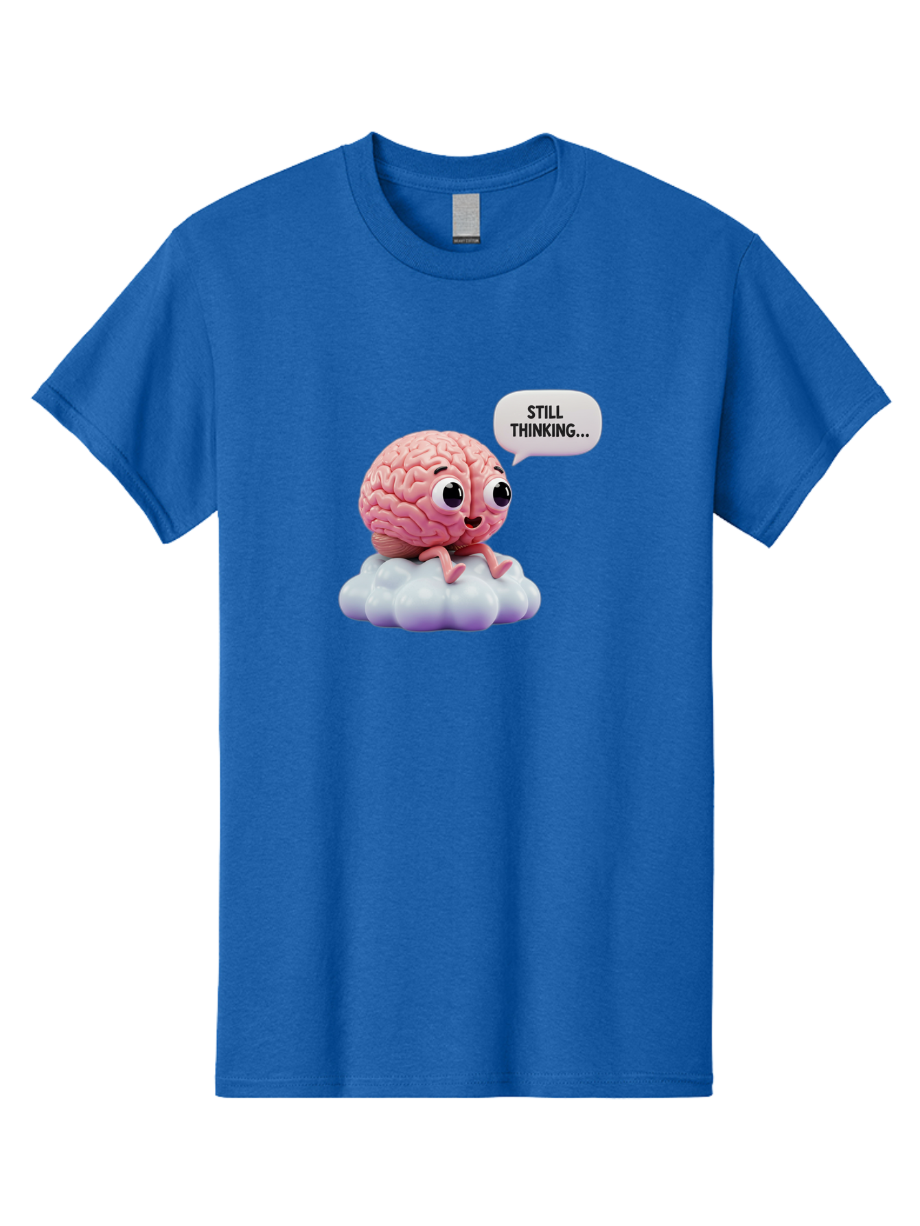 Still-Thinking-Brain Men'S Graphic Tee, 100% Cotton, Comfortable Casual Summer Wear, Machine Washable, Cartoon Brain, Thinking Face, Problem Solving, Decision Making, Critical Thinking, Cognitive Function, Brain Power, Funny Character, Bab471