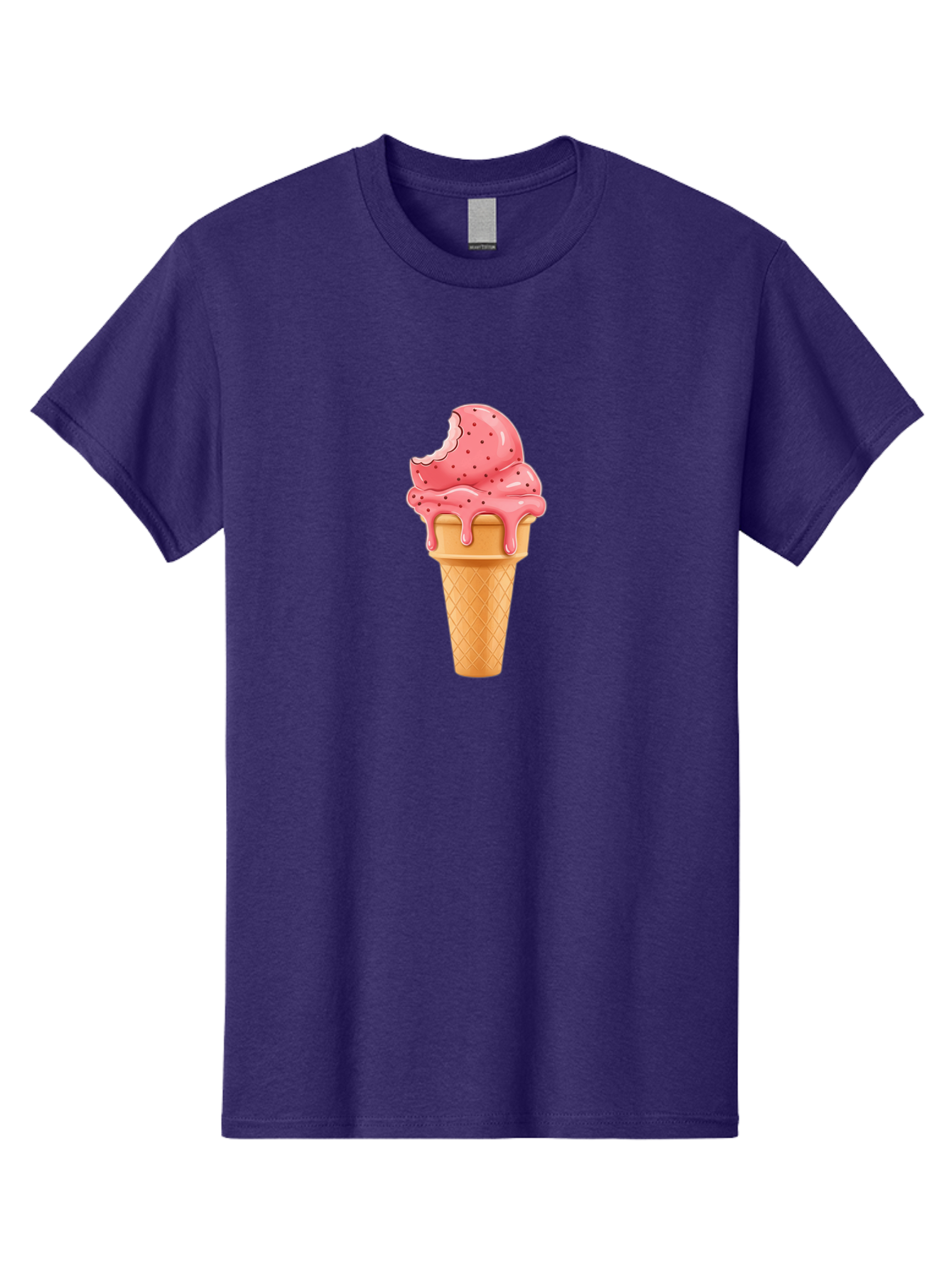 Strawberry-Ice-Cream-Cone Men'S Graphic Tee, 100% Cotton, Comfortable Casual Summer Wear, Machine Washable, Pink Strawberry Ice Cream, Melting Ice Cream, Waffle Cone, Sweet Treats, Dessert Lover, Summer Snack, Strawberry Flavor Bab473